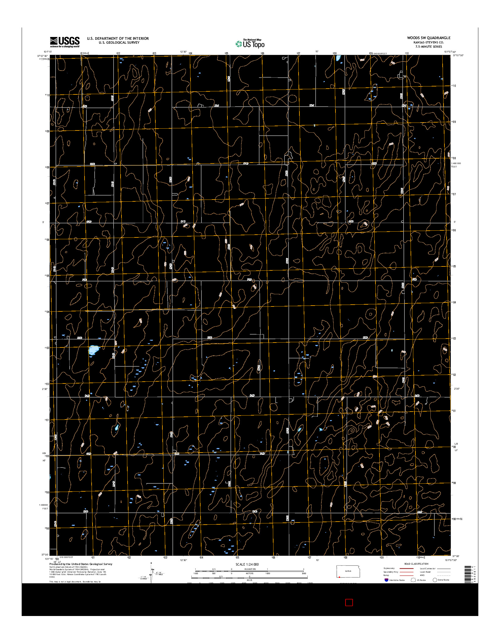 USGS US TOPO 7.5-MINUTE MAP FOR WOODS SW, KS 2015