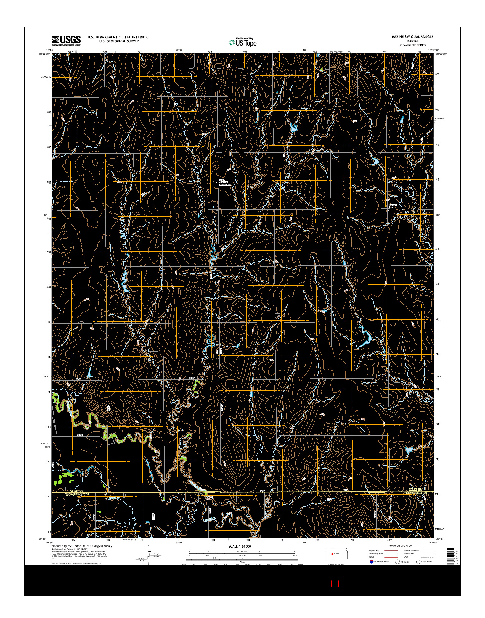 USGS US TOPO 7.5-MINUTE MAP FOR BAZINE SW, KS 2015