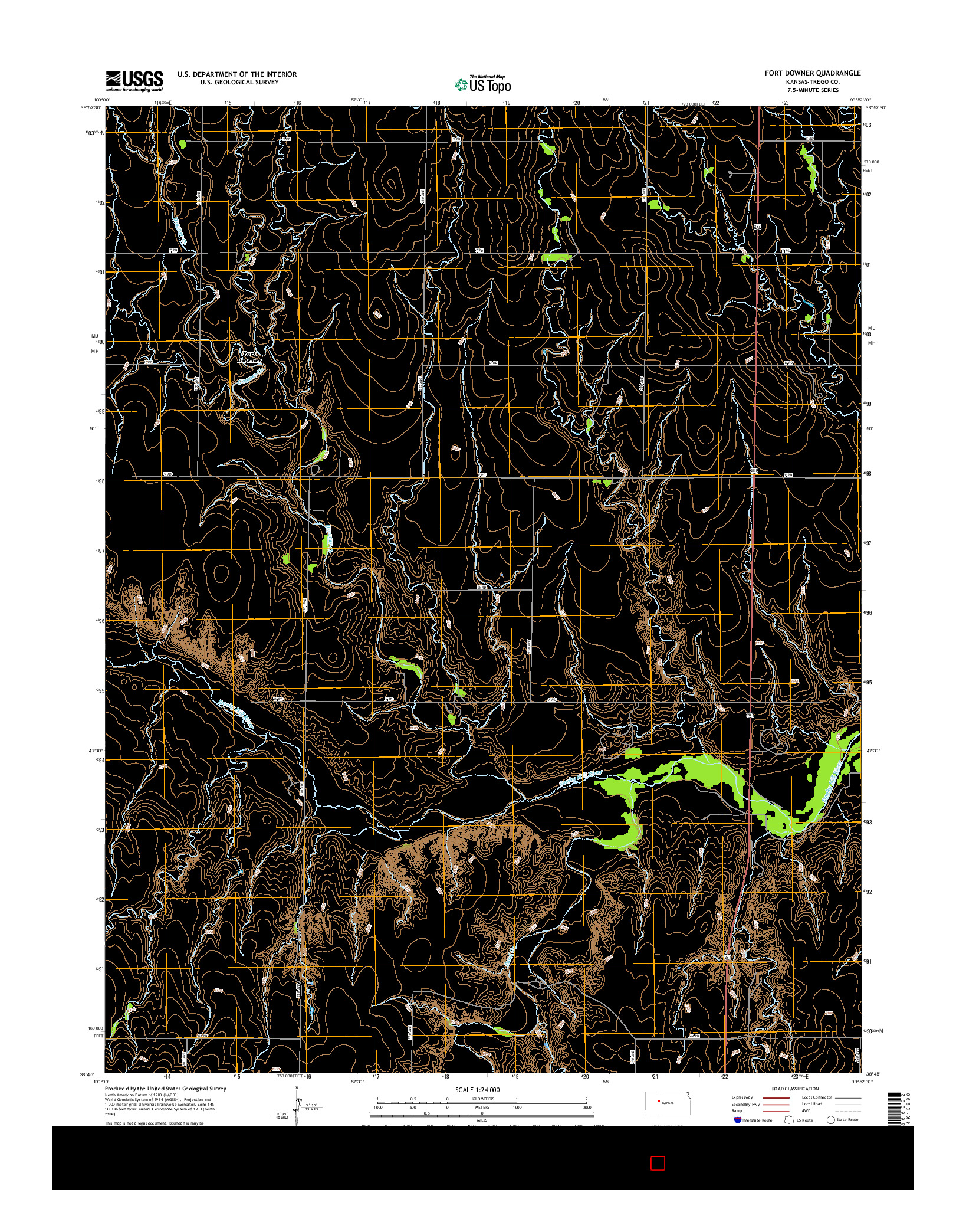 USGS US TOPO 7.5-MINUTE MAP FOR FORT DOWNER, KS 2015