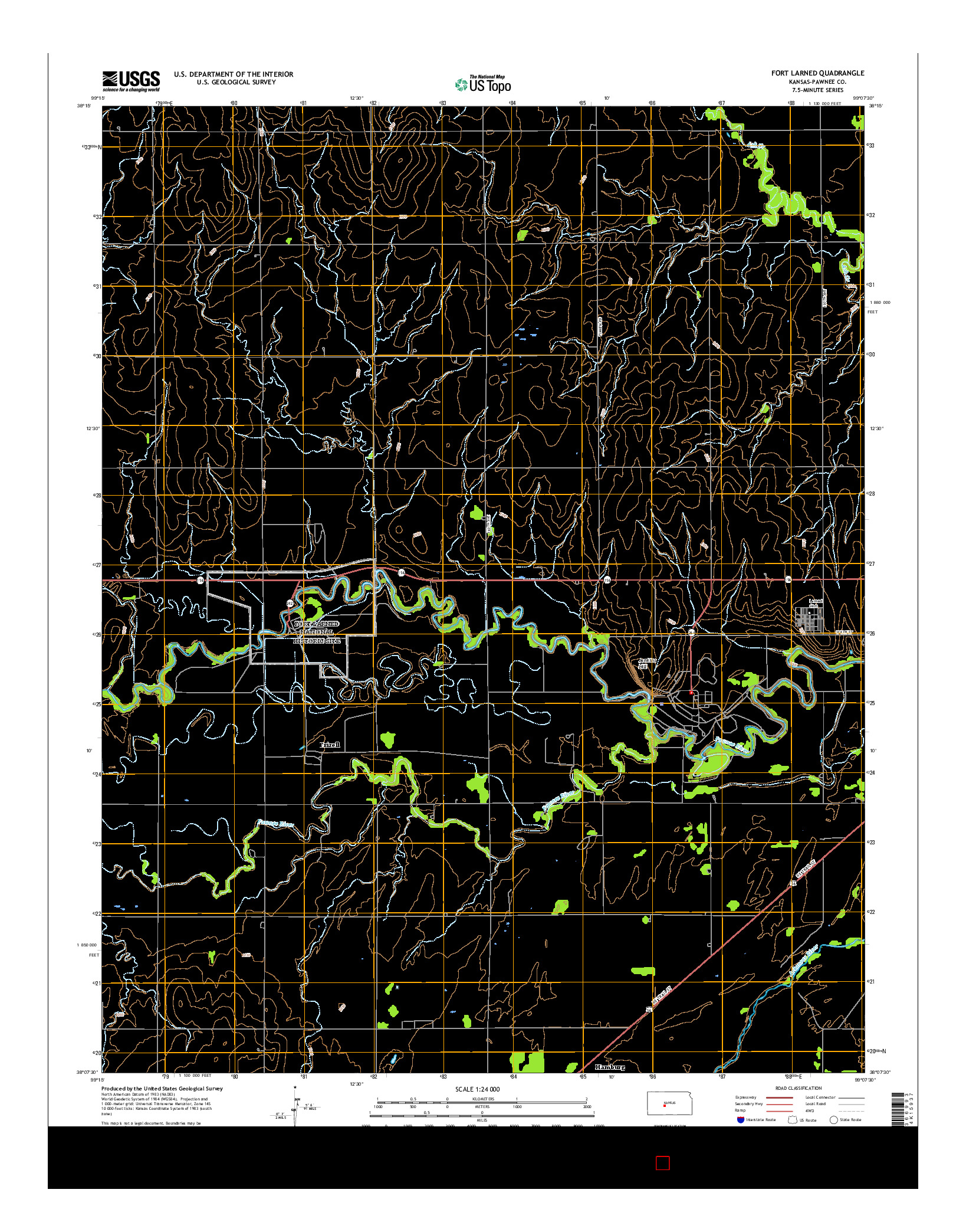 USGS US TOPO 7.5-MINUTE MAP FOR FORT LARNED, KS 2015