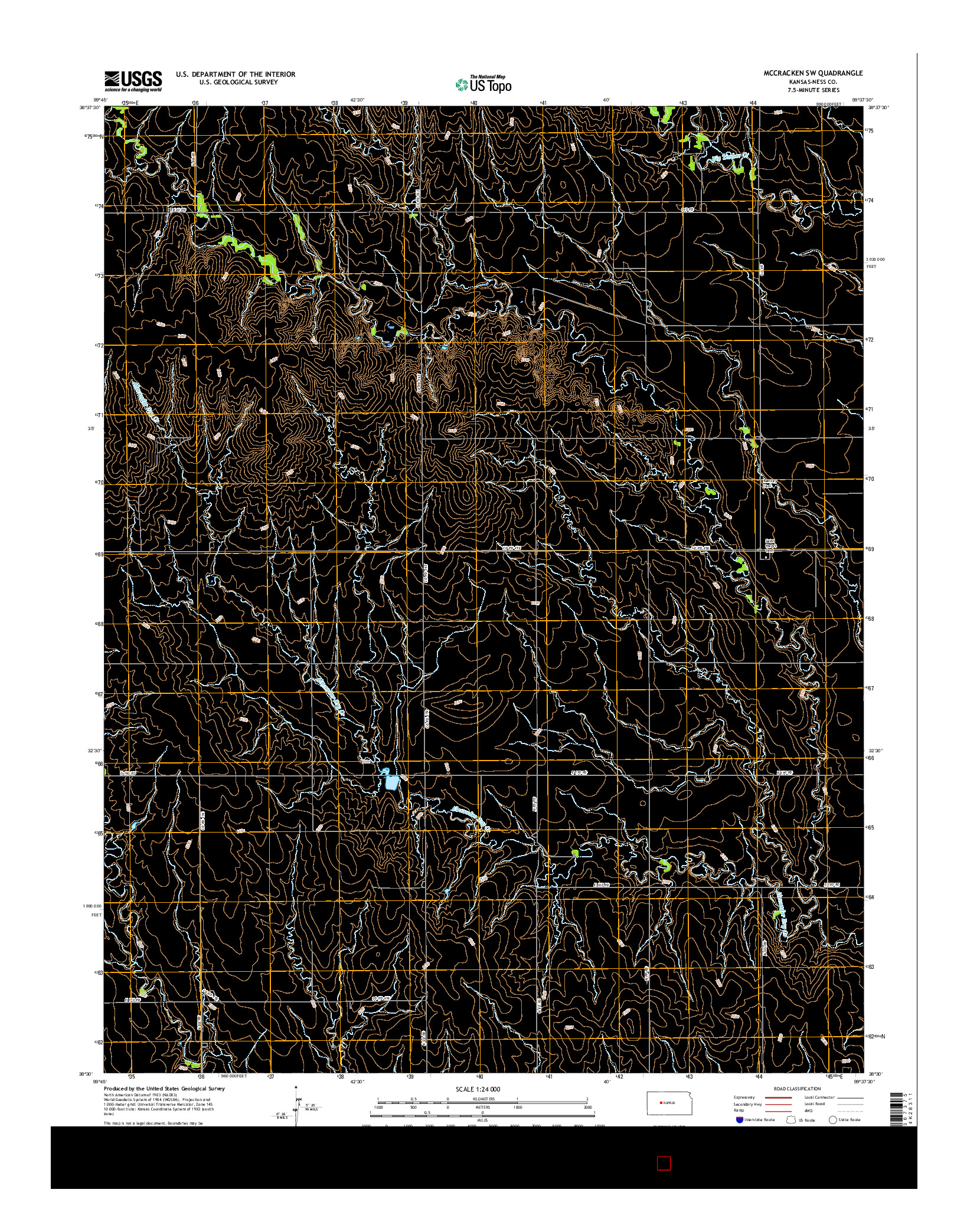 USGS US TOPO 7.5-MINUTE MAP FOR MCCRACKEN SW, KS 2015