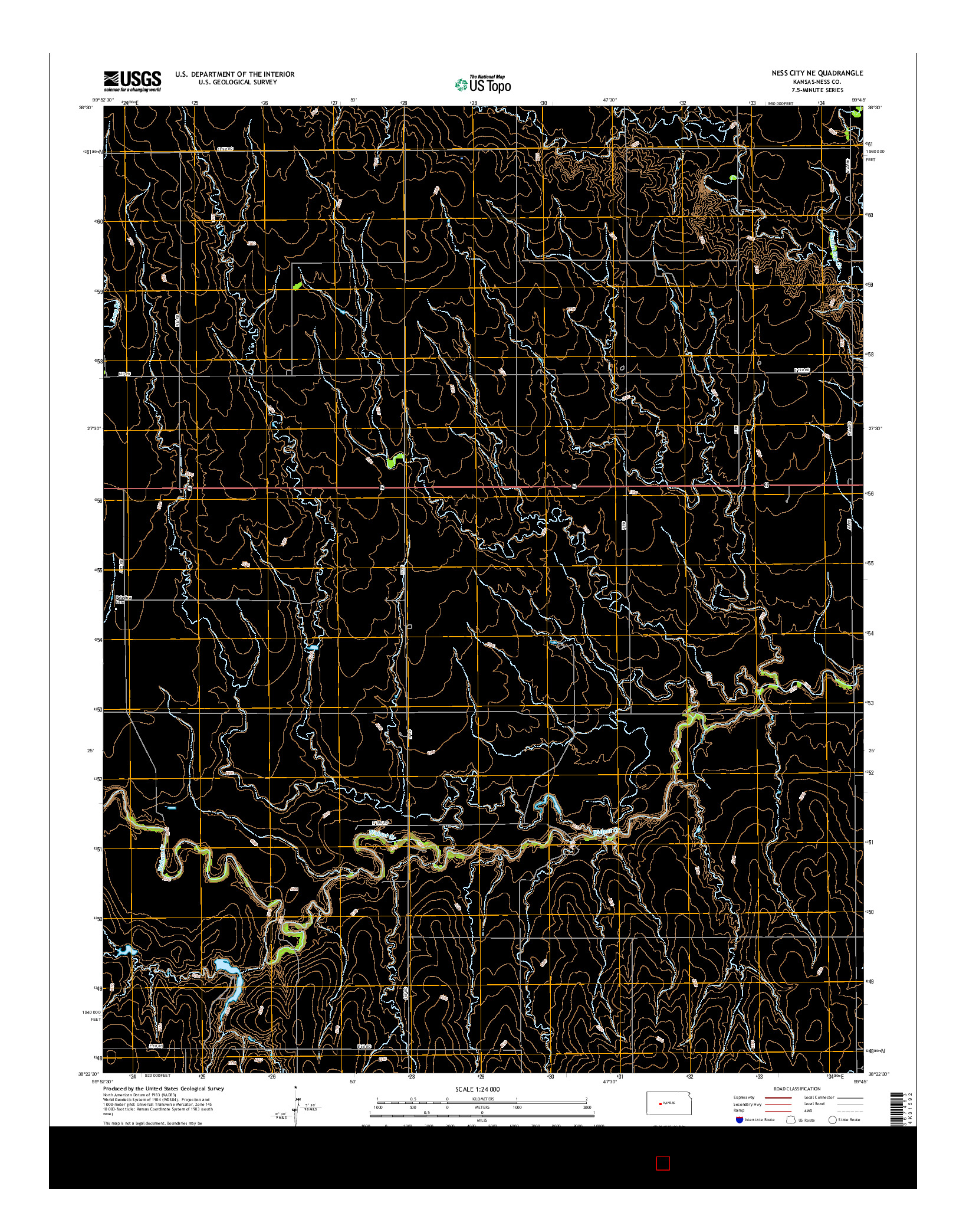 USGS US TOPO 7.5-MINUTE MAP FOR NESS CITY NE, KS 2015