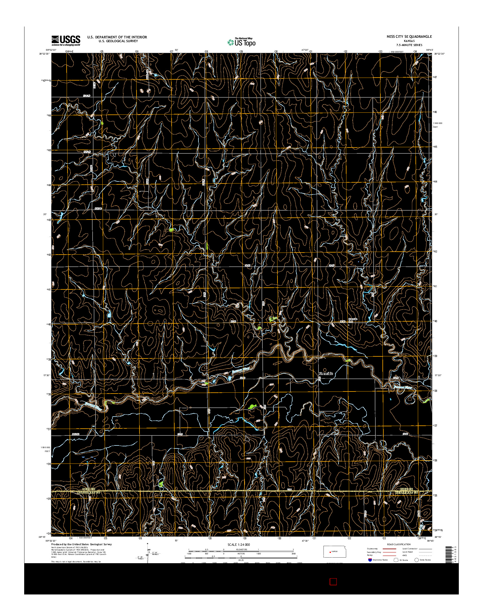 USGS US TOPO 7.5-MINUTE MAP FOR NESS CITY SE, KS 2015