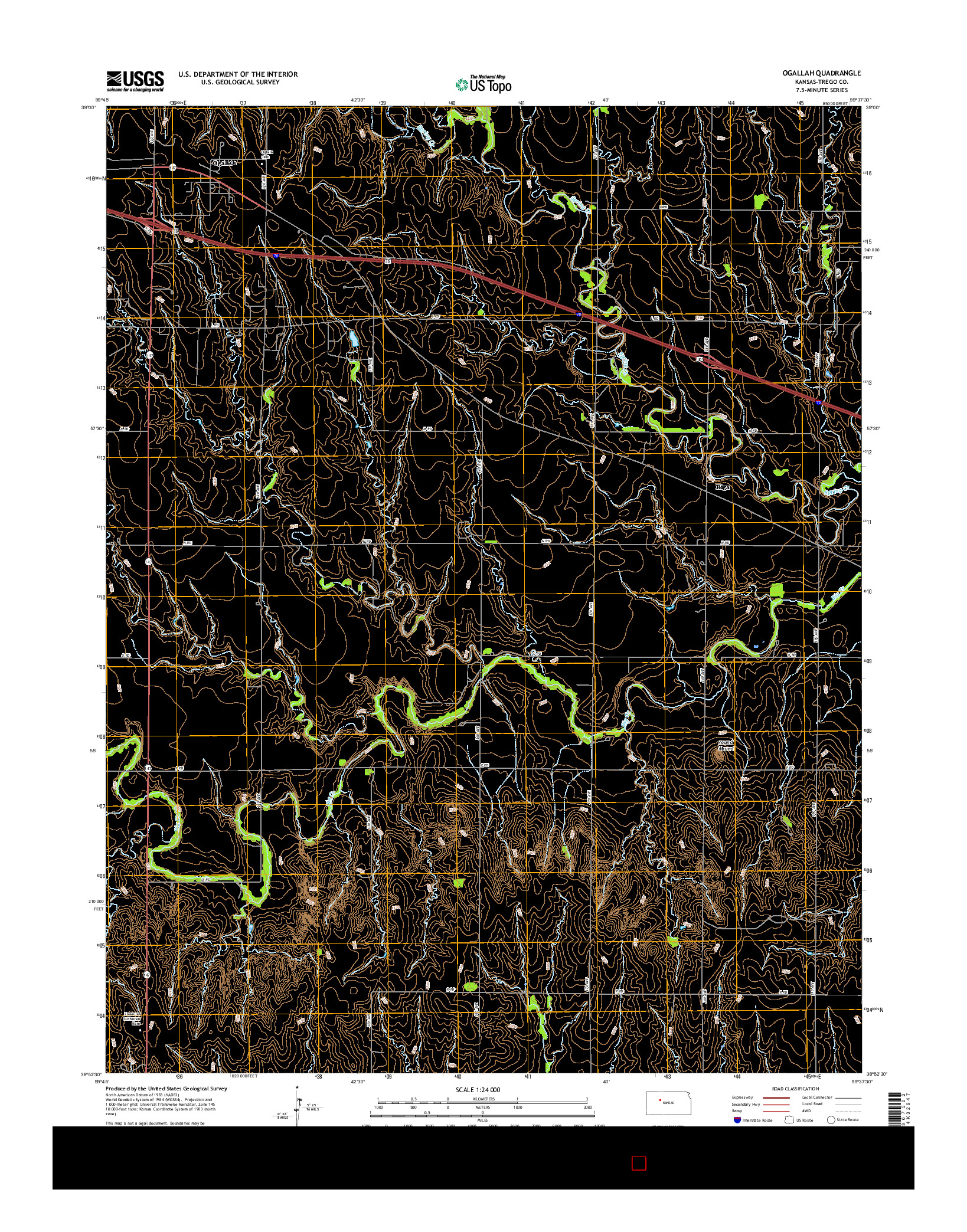 USGS US TOPO 7.5-MINUTE MAP FOR OGALLAH, KS 2015