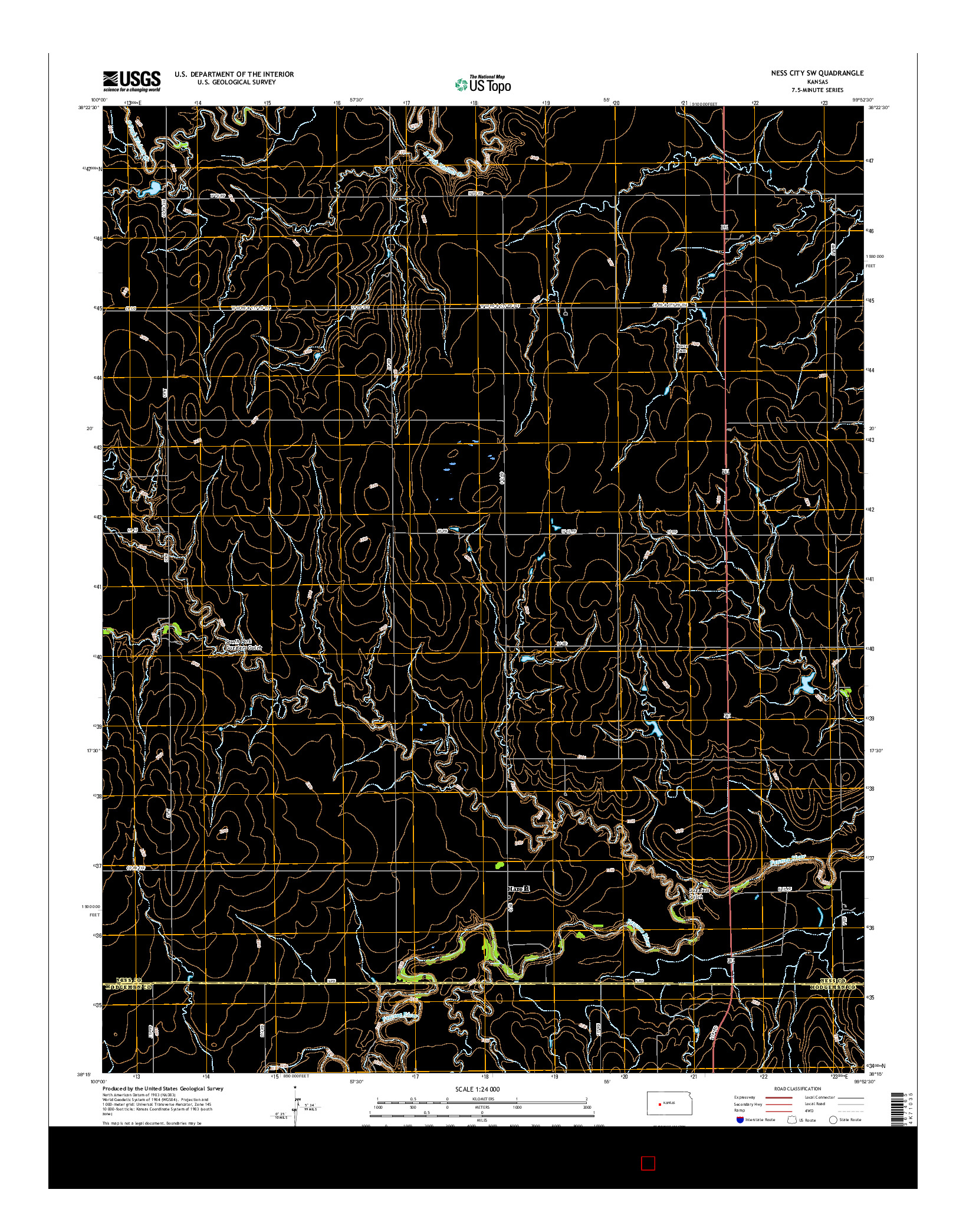 USGS US TOPO 7.5-MINUTE MAP FOR NESS CITY SW, KS 2015