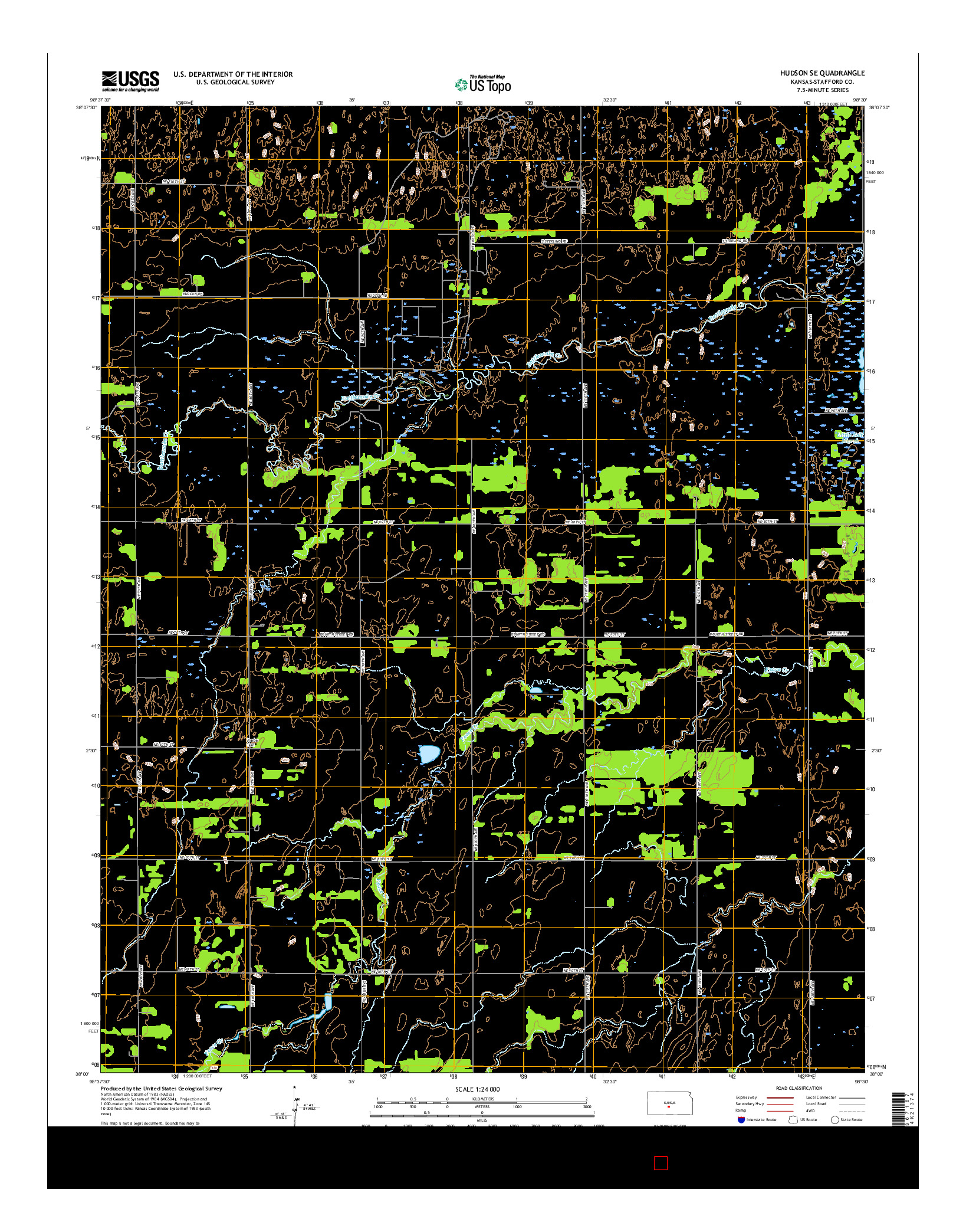 USGS US TOPO 7.5-MINUTE MAP FOR HUDSON SE, KS 2015