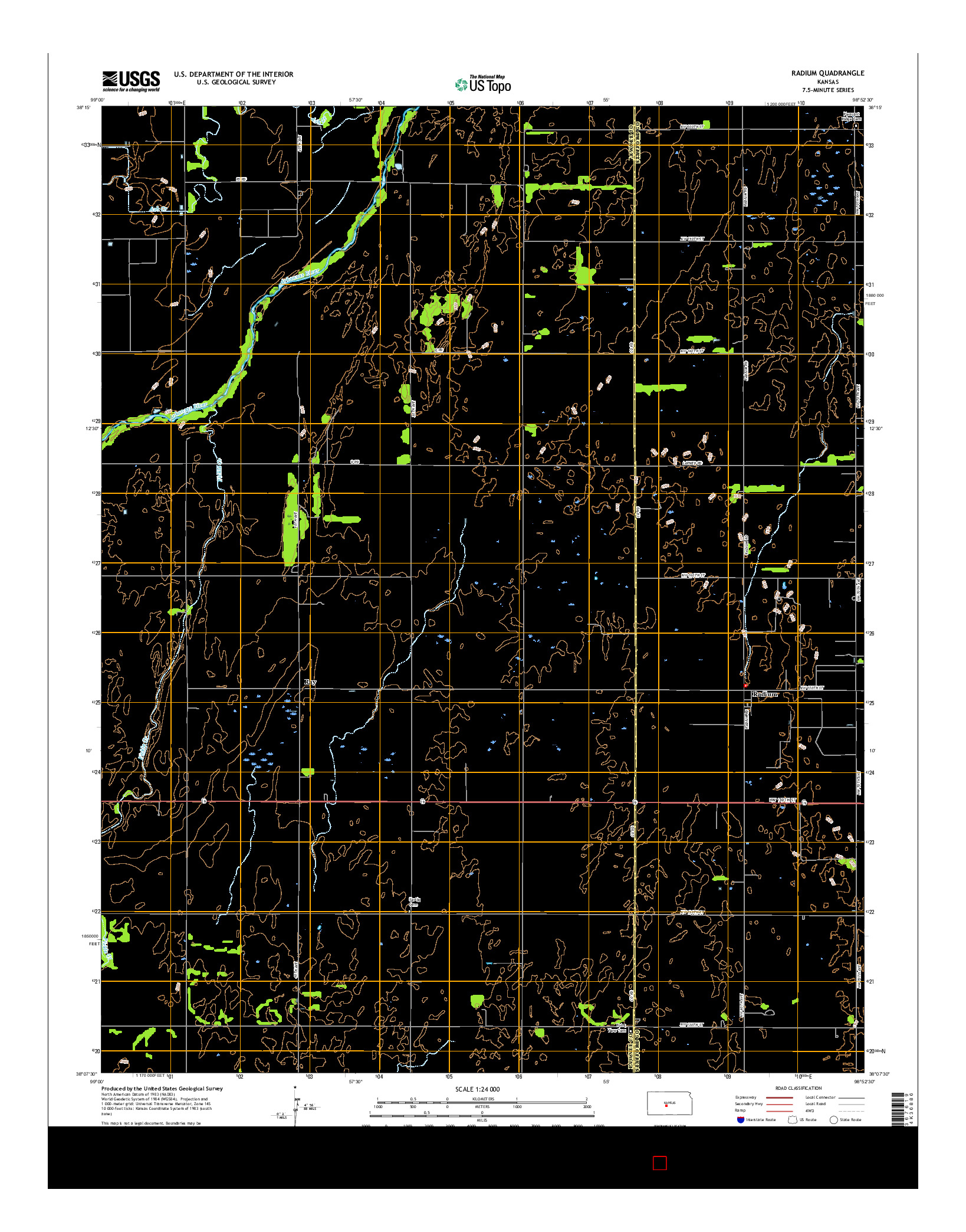 USGS US TOPO 7.5-MINUTE MAP FOR RADIUM, KS 2015