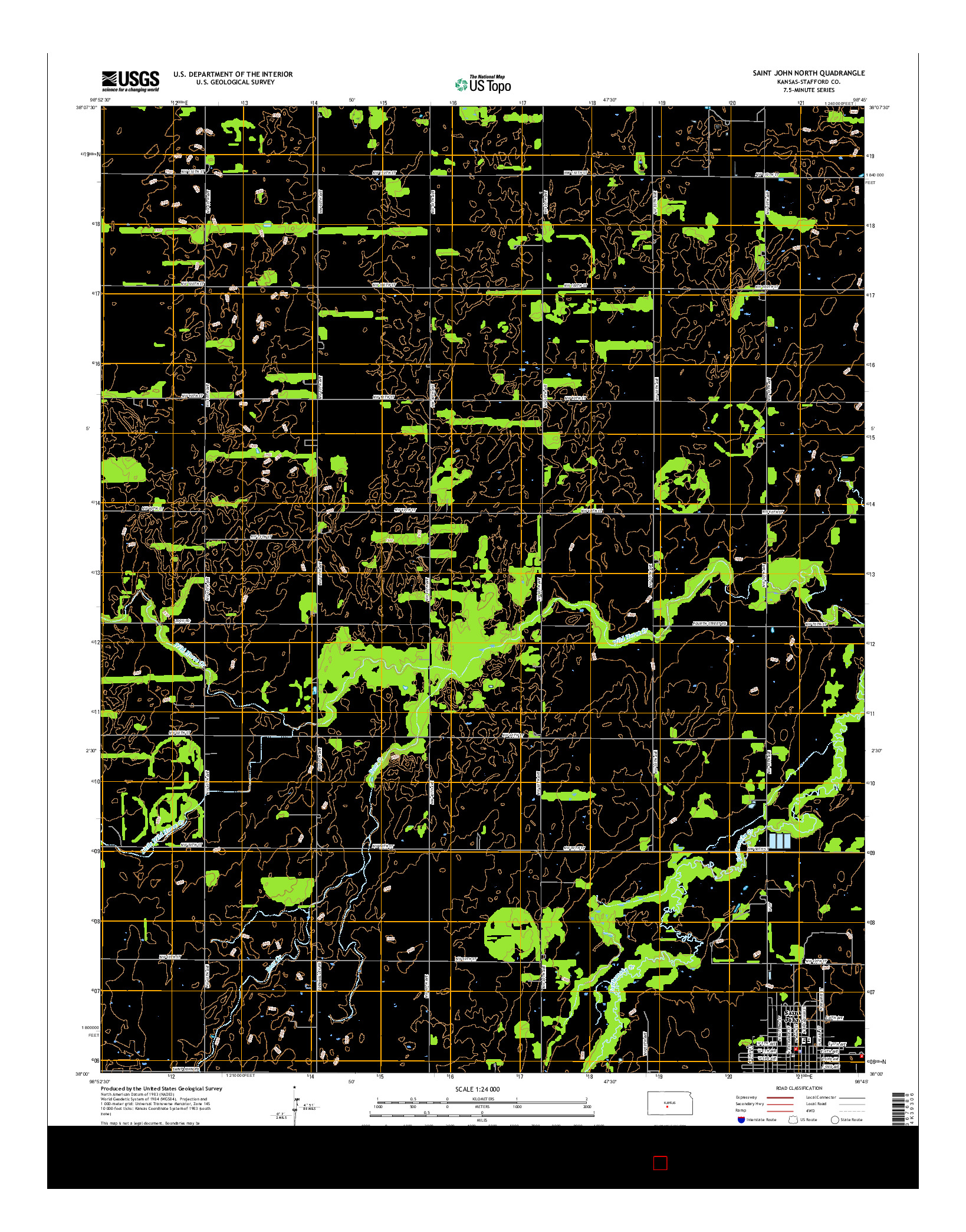 USGS US TOPO 7.5-MINUTE MAP FOR SAINT JOHN NORTH, KS 2015