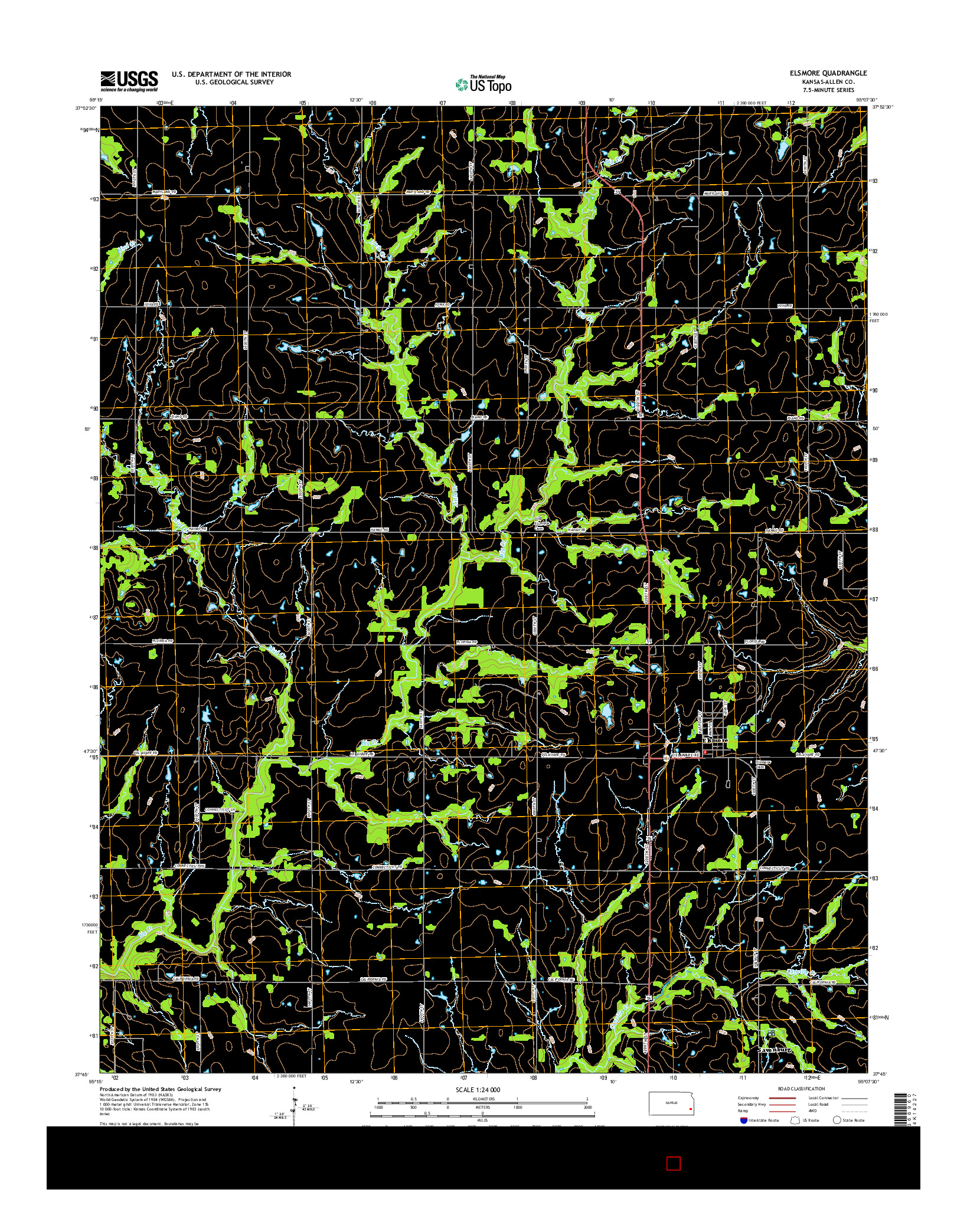 USGS US TOPO 7.5-MINUTE MAP FOR ELSMORE, KS 2015