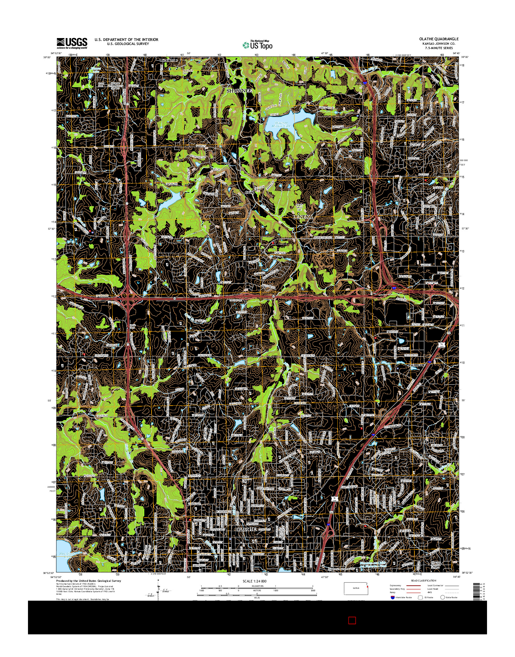 USGS US TOPO 7.5-MINUTE MAP FOR OLATHE, KS 2015