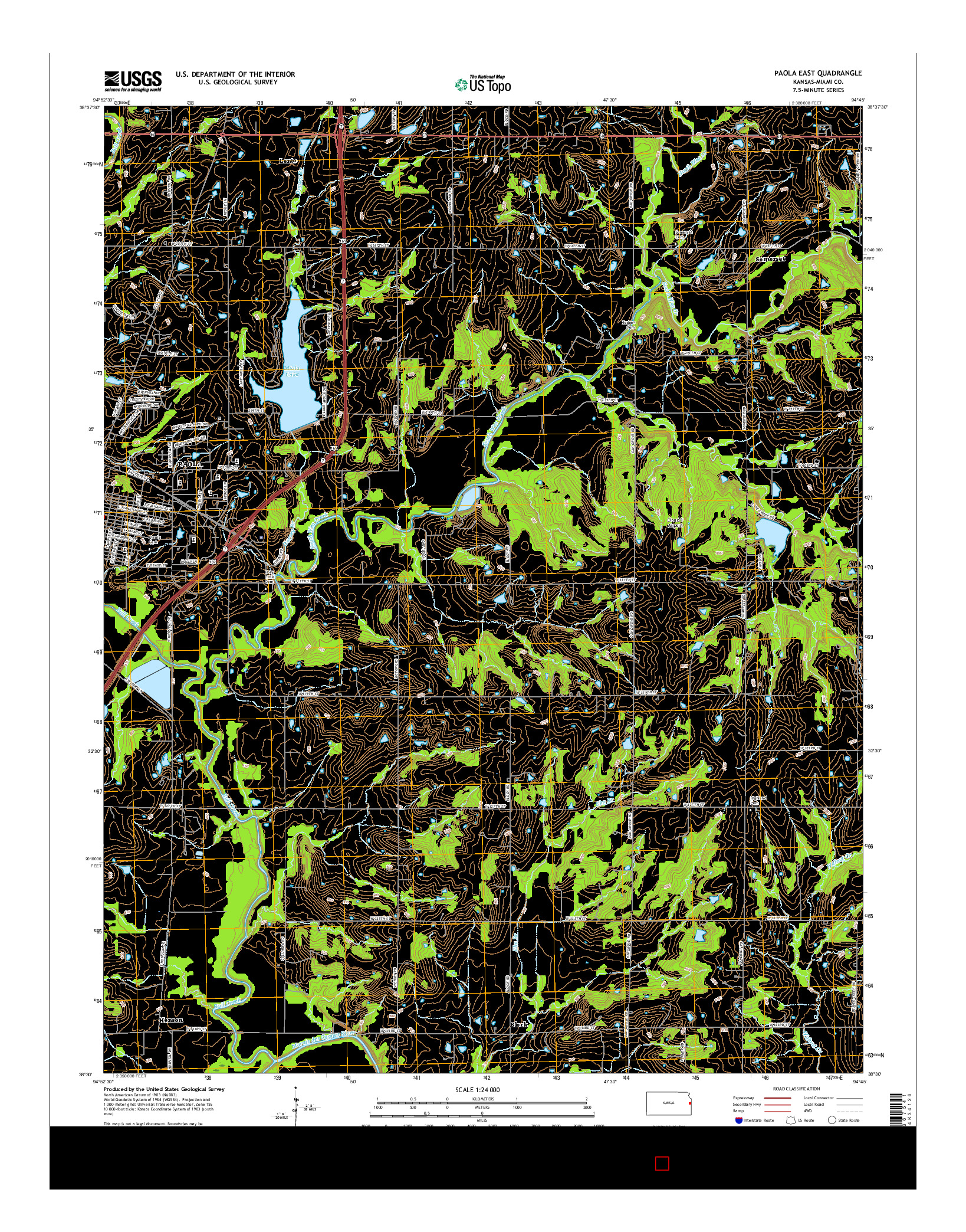 USGS US TOPO 7.5-MINUTE MAP FOR PAOLA EAST, KS 2015