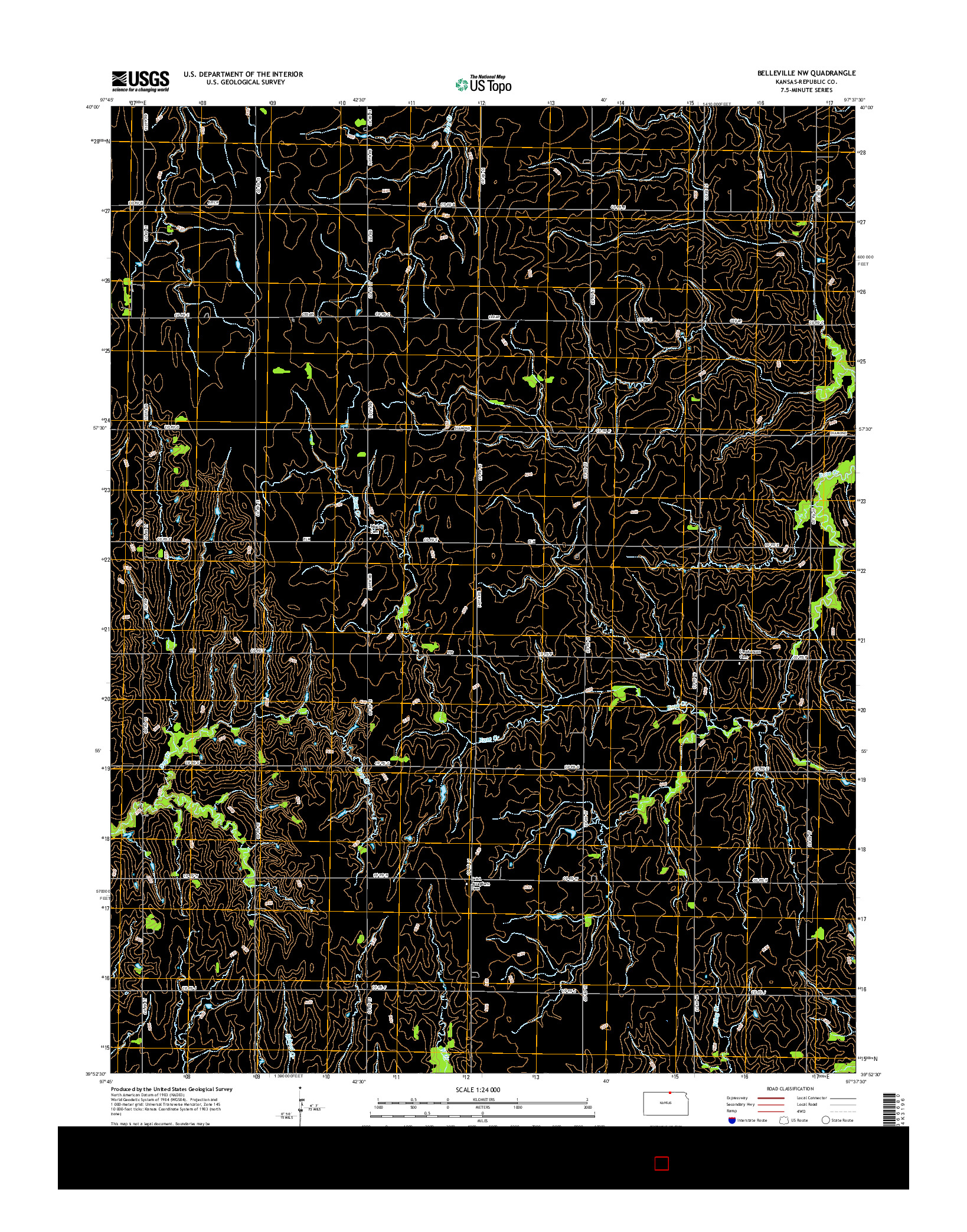 USGS US TOPO 7.5-MINUTE MAP FOR BELLEVILLE NW, KS 2015