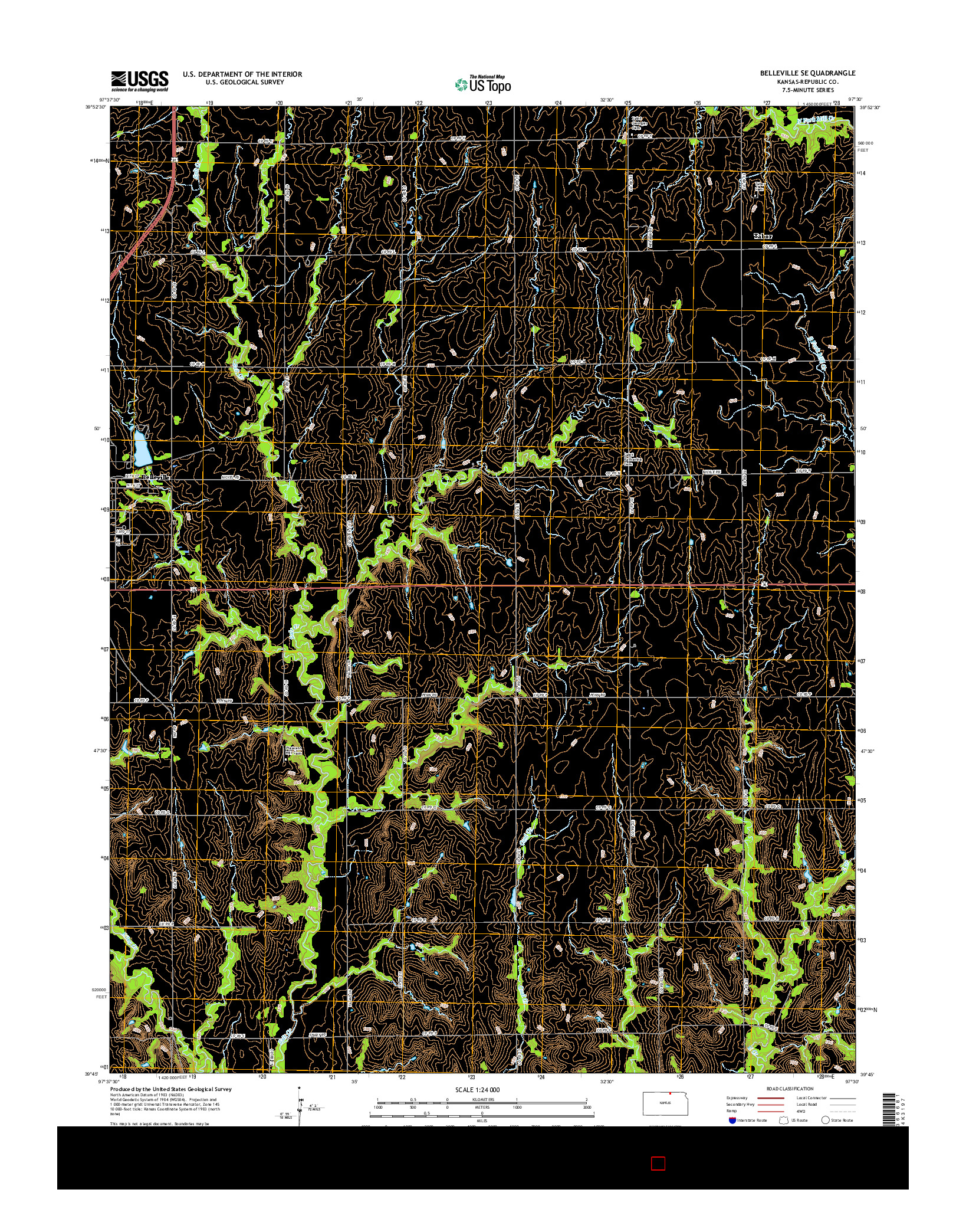 USGS US TOPO 7.5-MINUTE MAP FOR BELLEVILLE SE, KS 2015