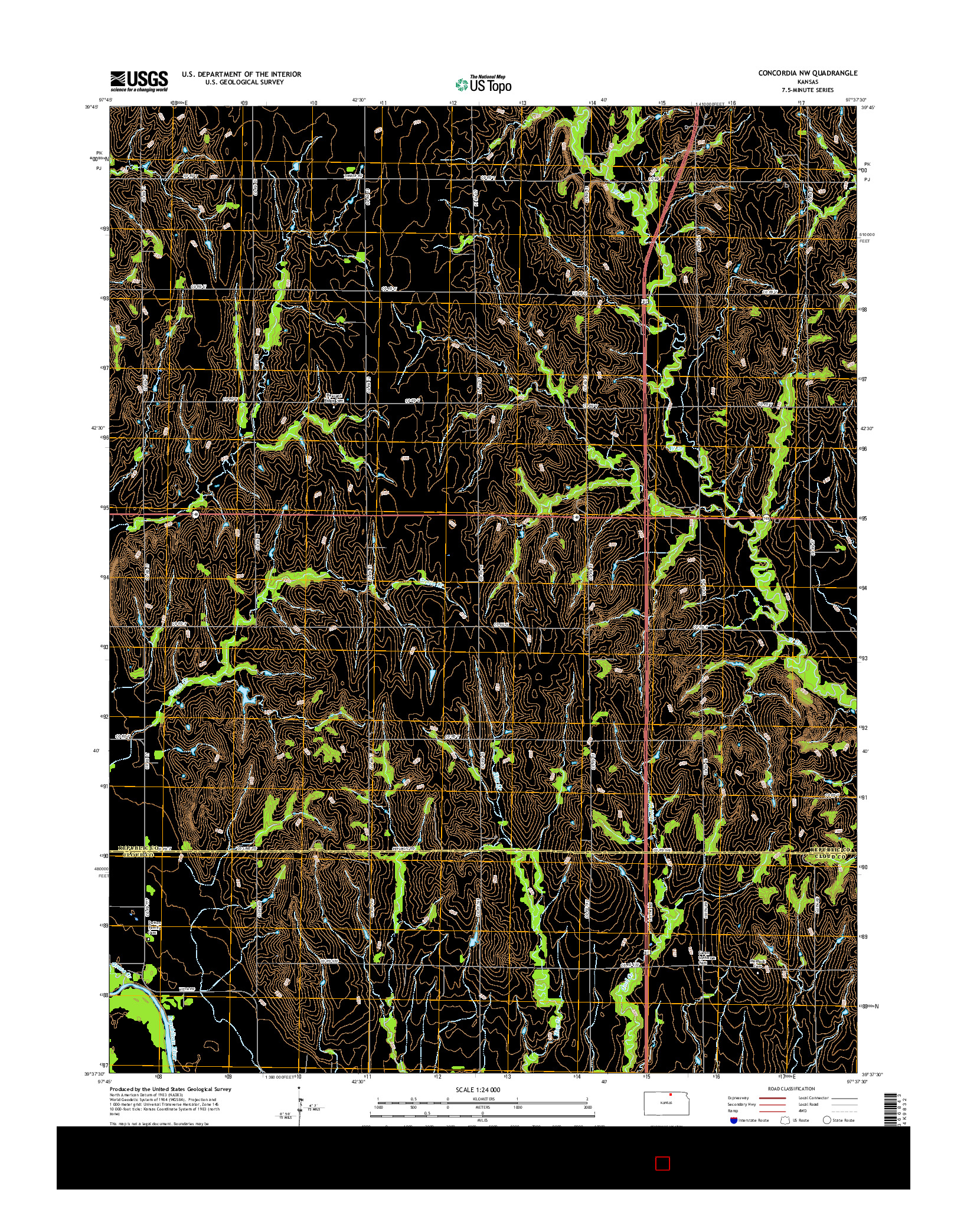 USGS US TOPO 7.5-MINUTE MAP FOR CONCORDIA NW, KS 2015