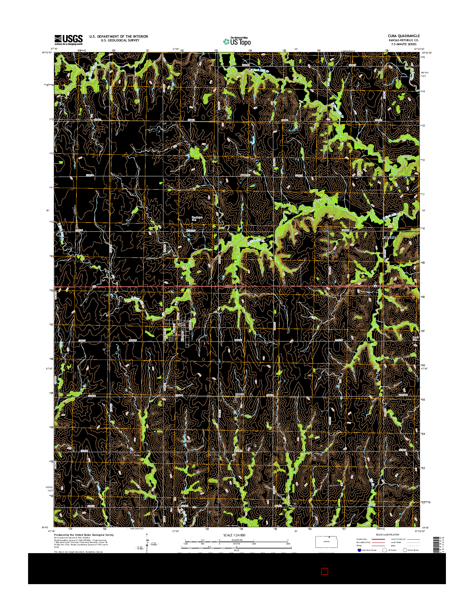 USGS US TOPO 7.5-MINUTE MAP FOR CUBA, KS 2015