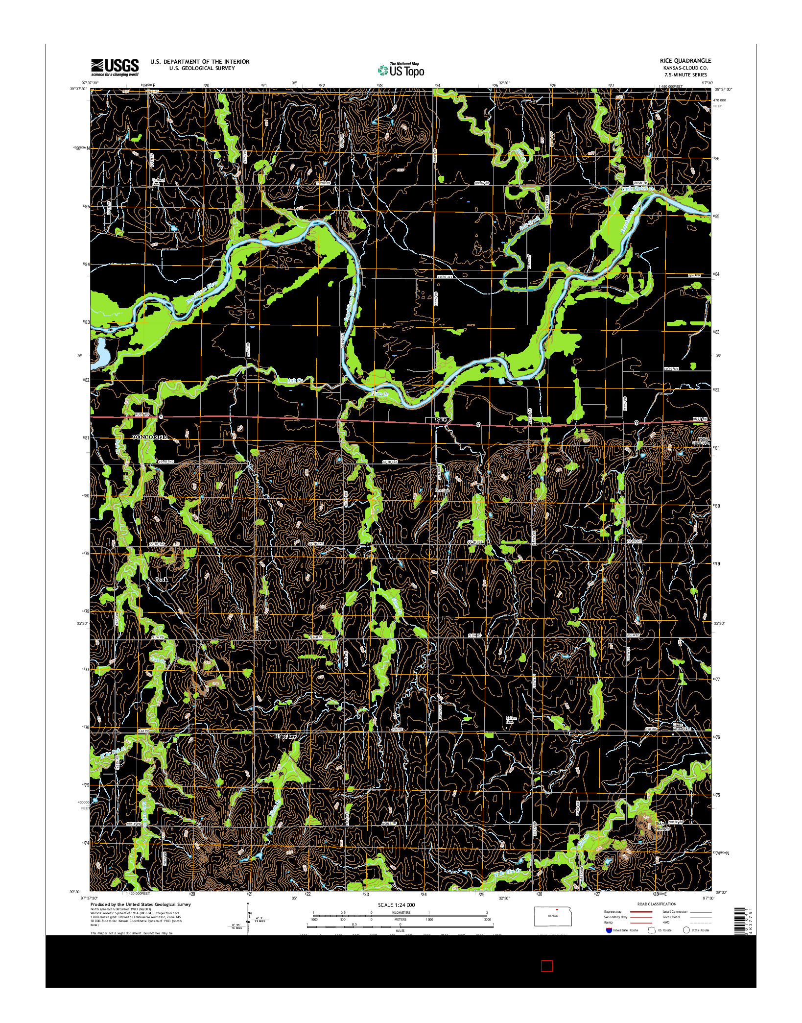 USGS US TOPO 7.5-MINUTE MAP FOR RICE, KS 2015
