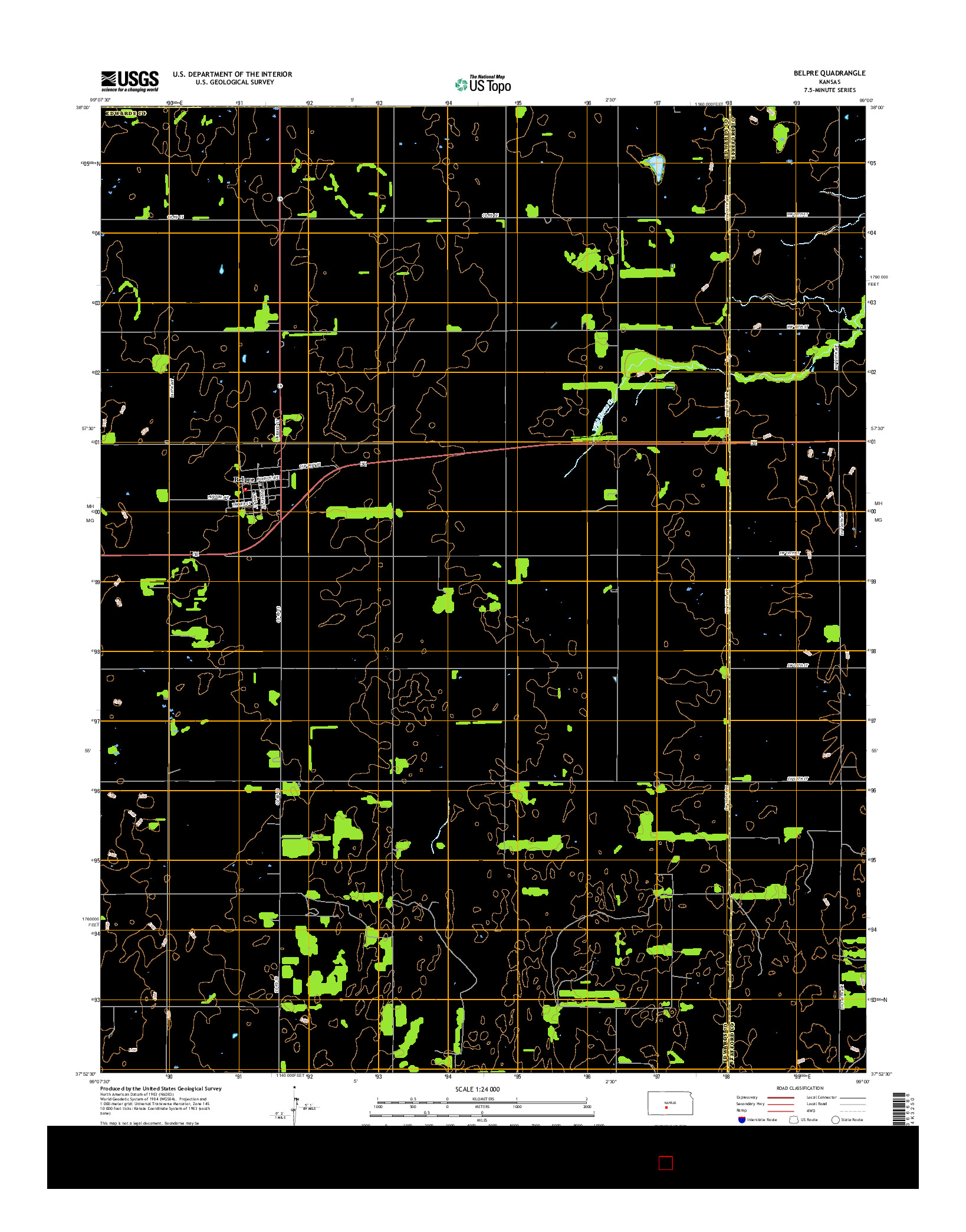 USGS US TOPO 7.5-MINUTE MAP FOR BELPRE, KS 2015