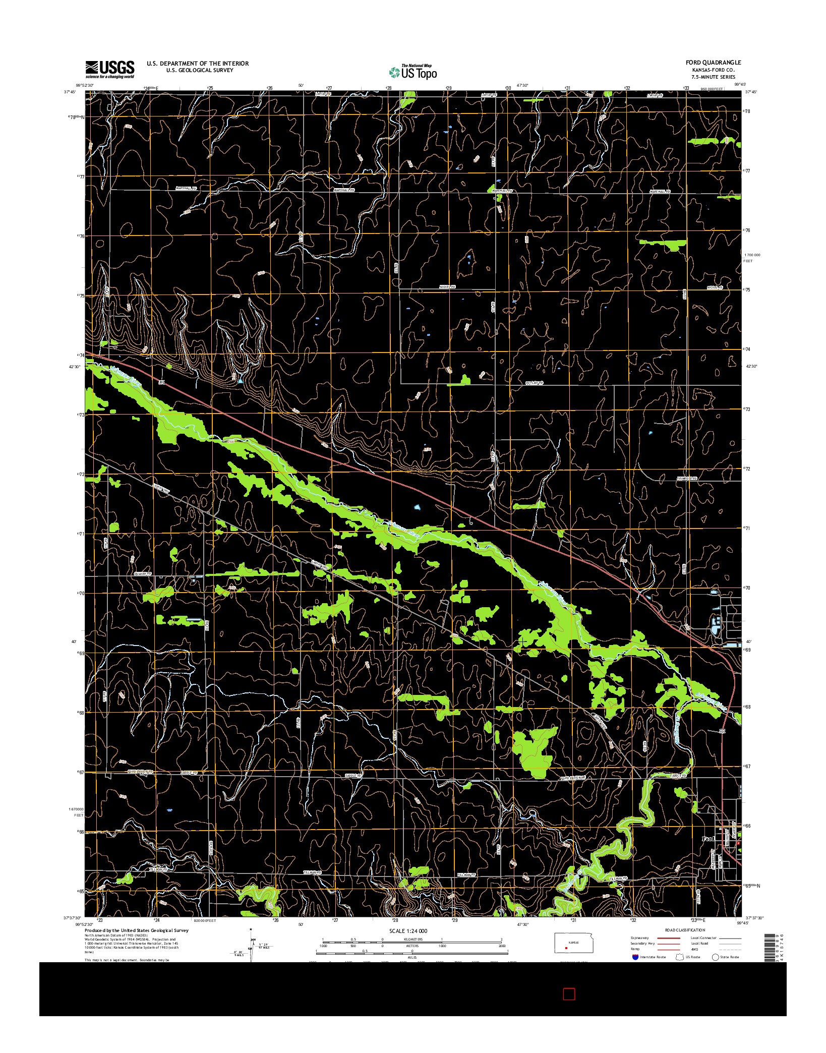 USGS US TOPO 7.5-MINUTE MAP FOR FORD, KS 2015