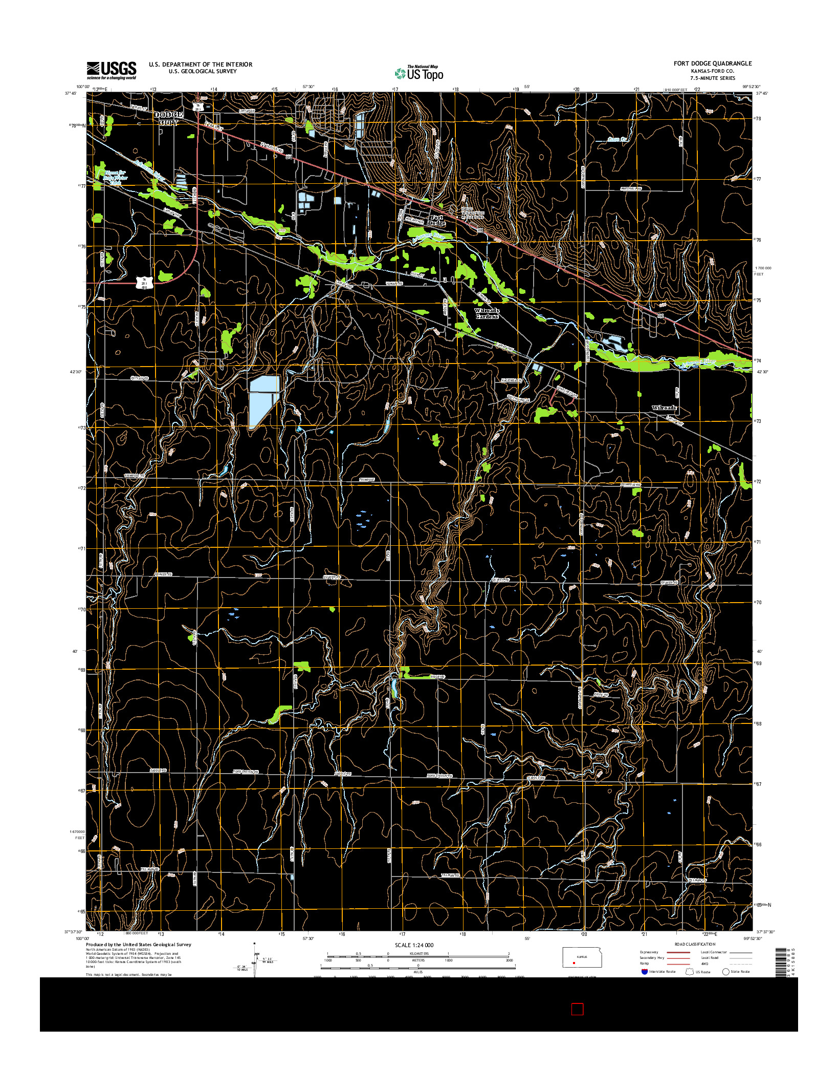 USGS US TOPO 7.5-MINUTE MAP FOR FORT DODGE, KS 2015