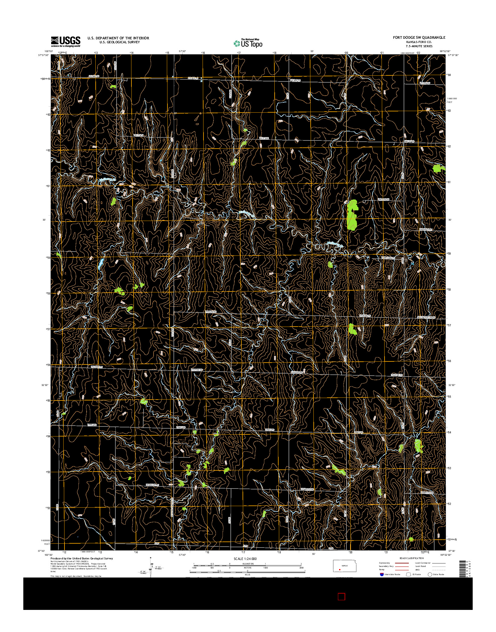 USGS US TOPO 7.5-MINUTE MAP FOR FORT DODGE SW, KS 2015