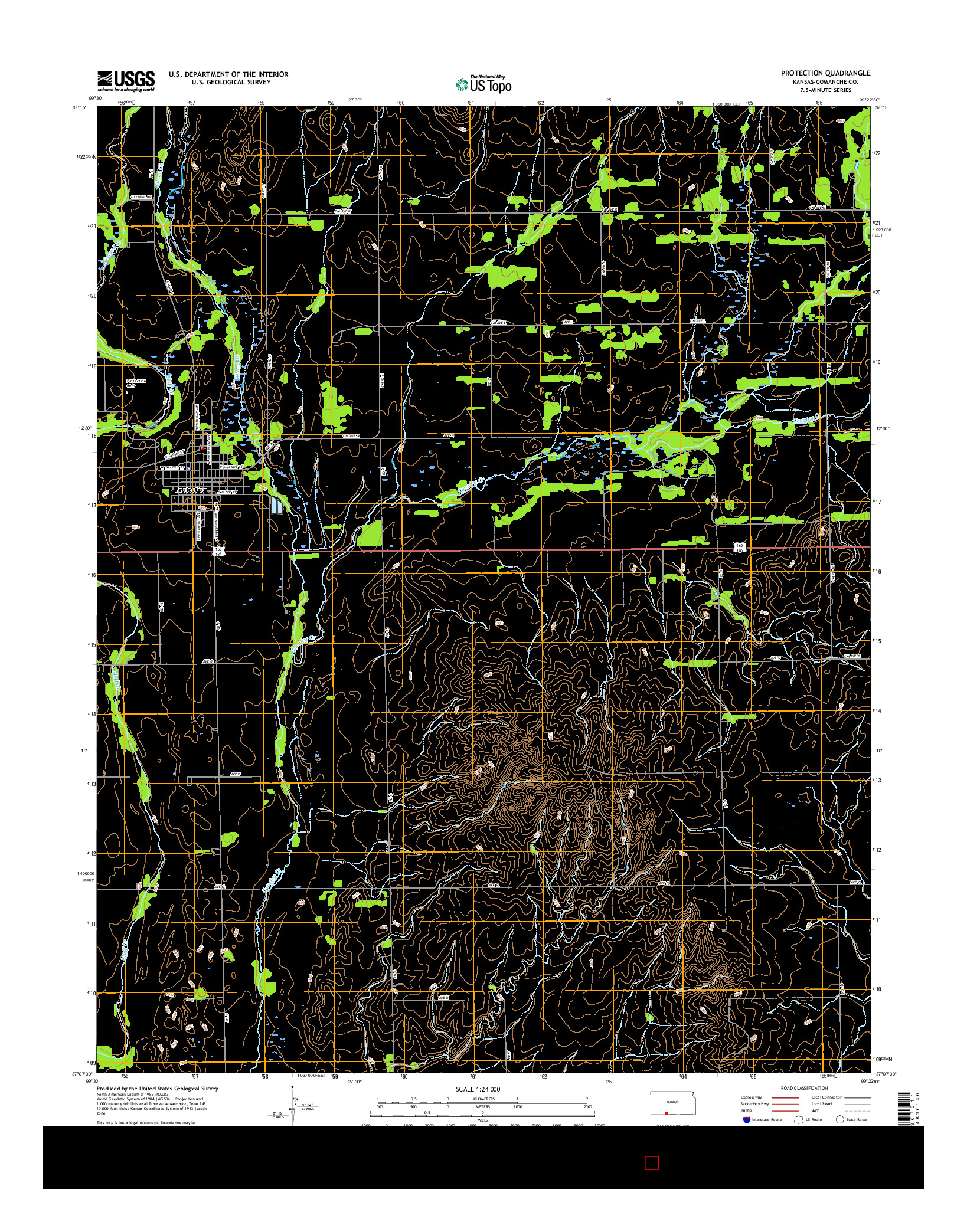 USGS US TOPO 7.5-MINUTE MAP FOR PROTECTION, KS 2015