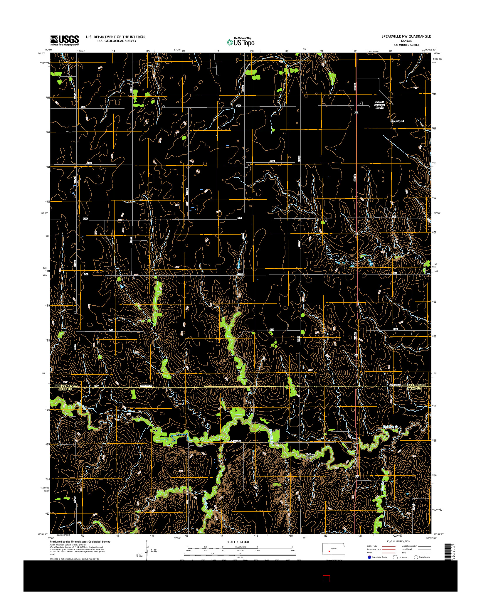 USGS US TOPO 7.5-MINUTE MAP FOR SPEARVILLE NW, KS 2015