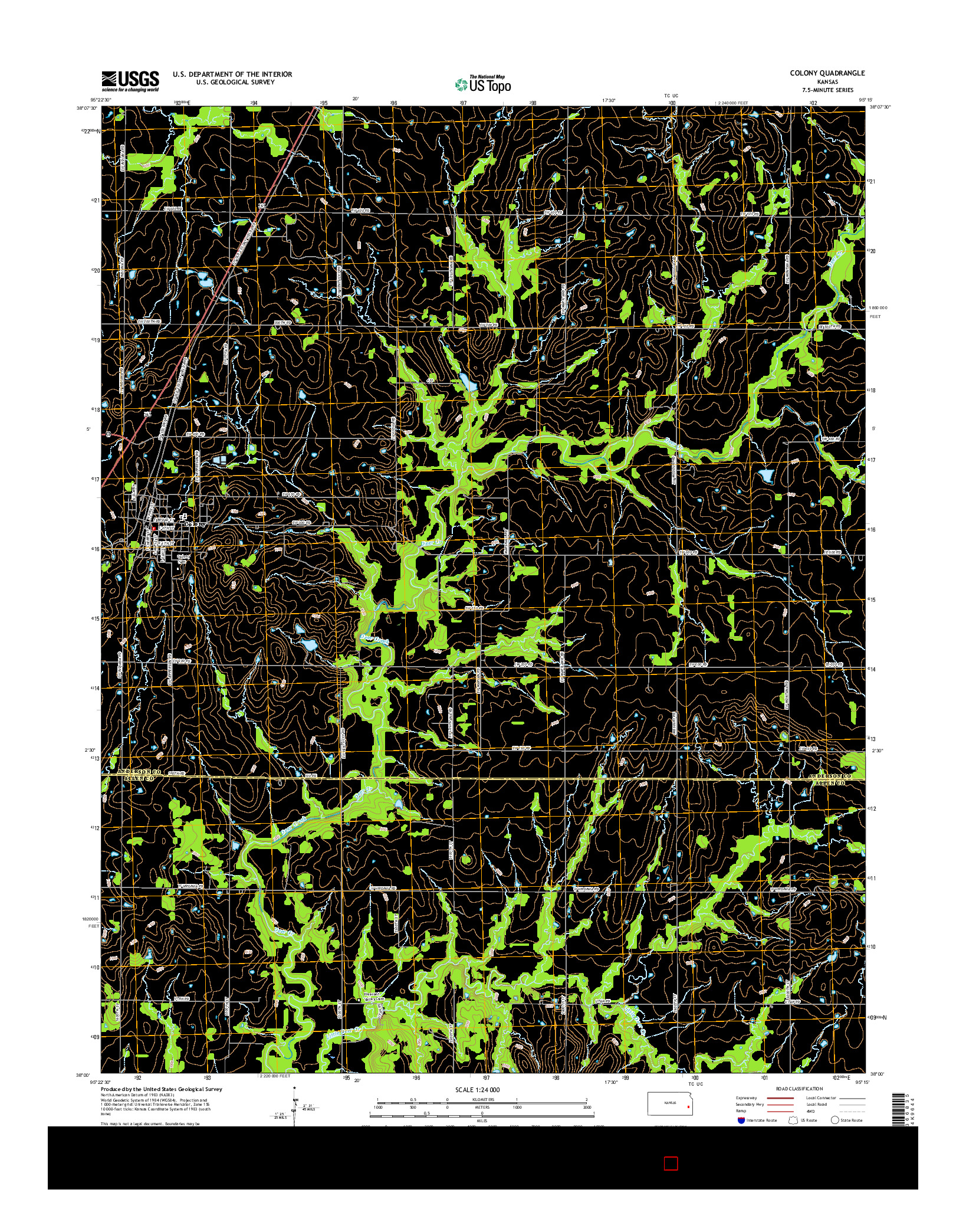 USGS US TOPO 7.5-MINUTE MAP FOR COLONY, KS 2015