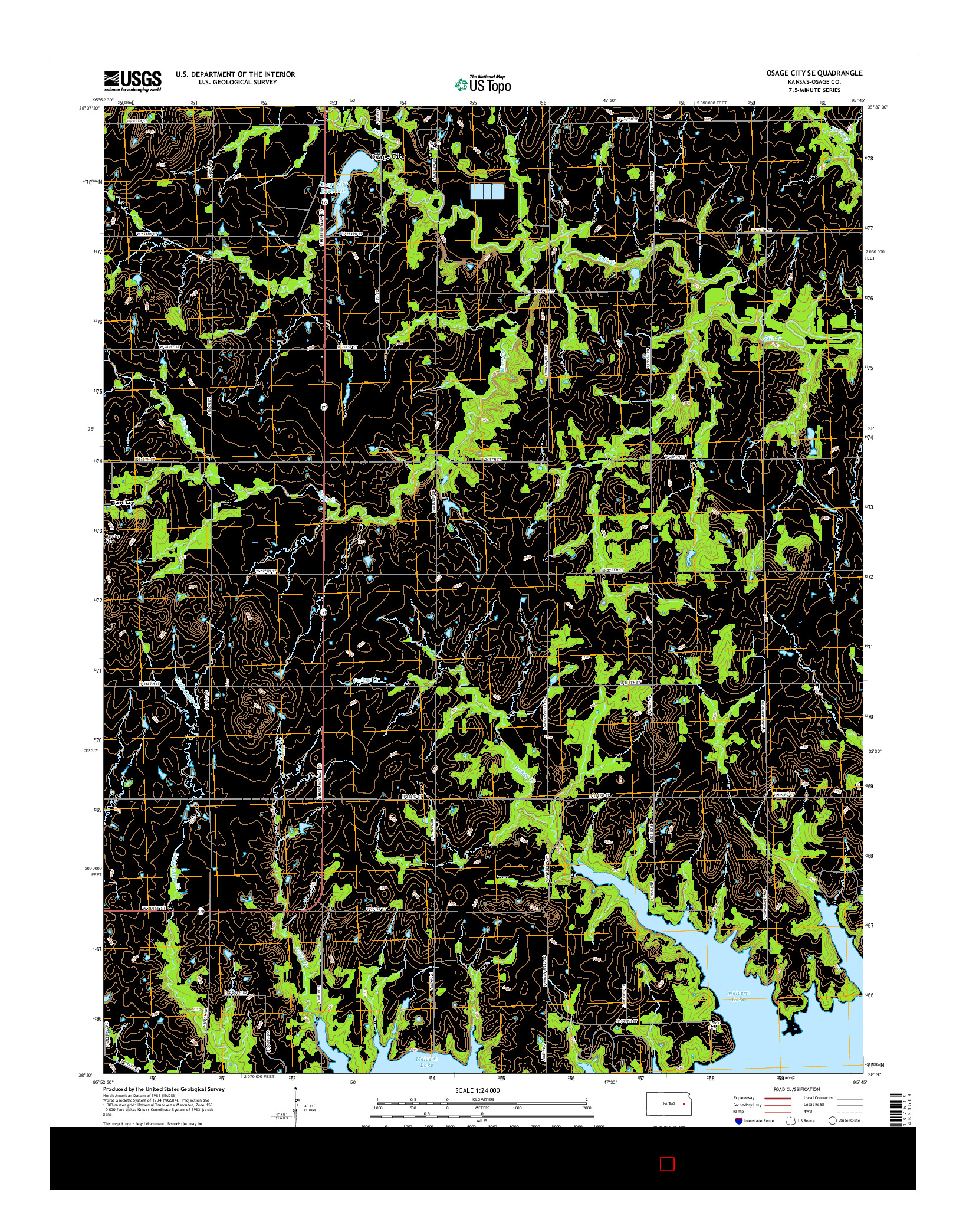 USGS US TOPO 7.5-MINUTE MAP FOR OSAGE CITY SE, KS 2015