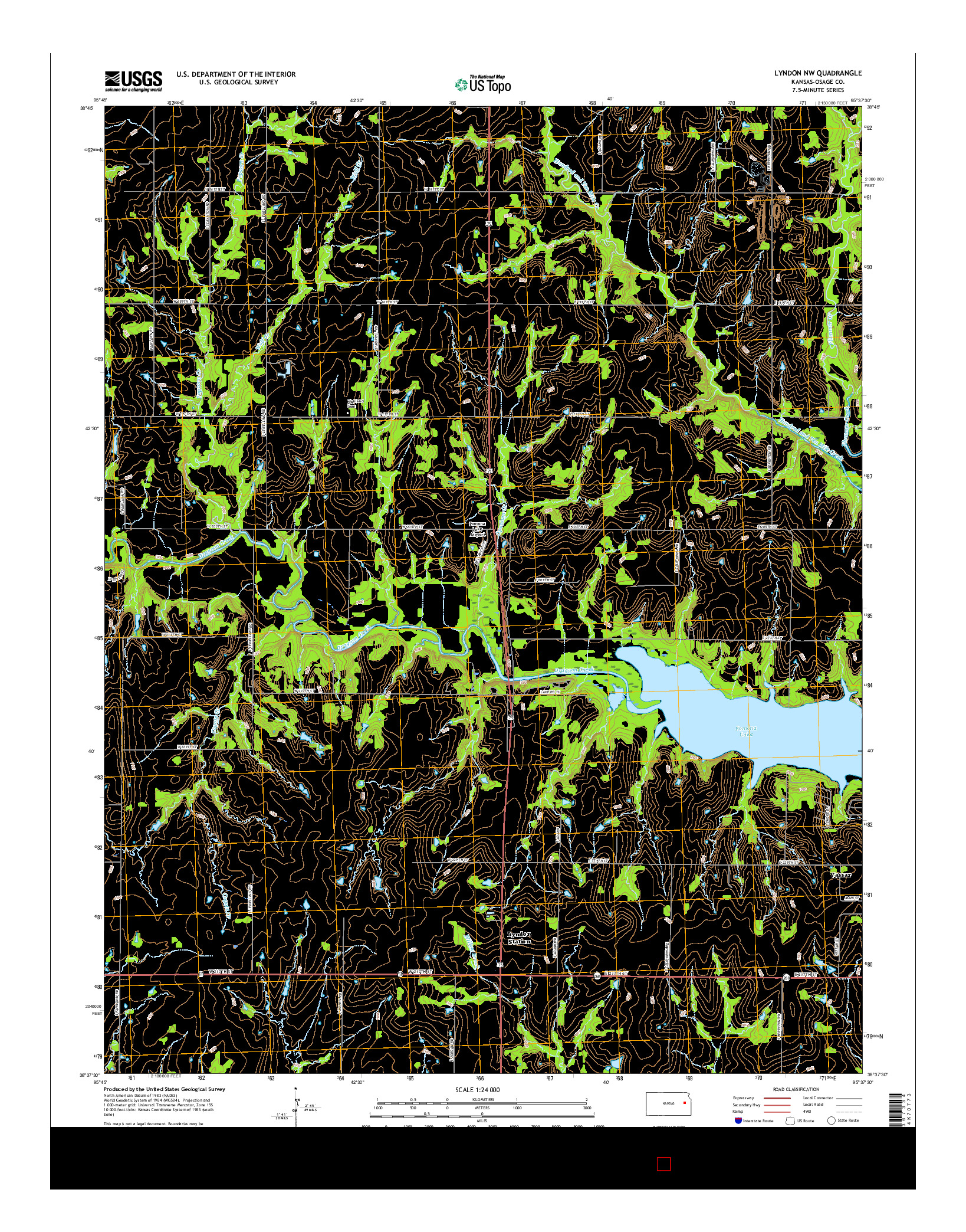 USGS US TOPO 7.5-MINUTE MAP FOR LYNDON NW, KS 2015