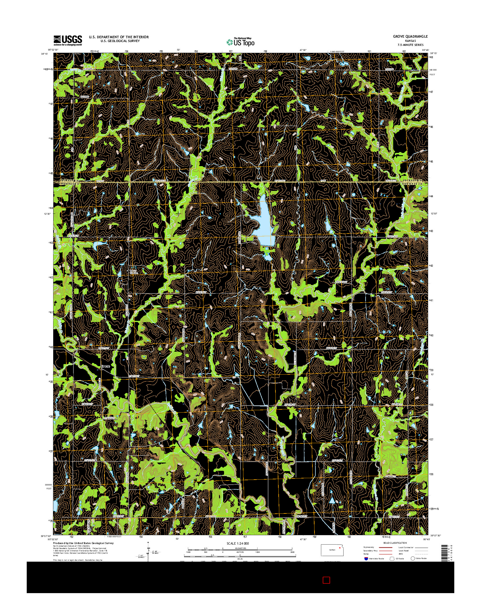 USGS US TOPO 7.5-MINUTE MAP FOR GROVE, KS 2015