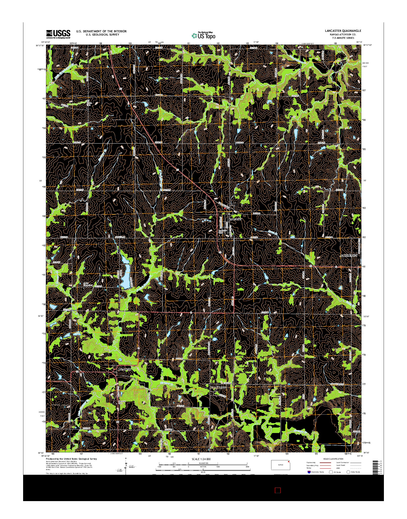 USGS US TOPO 7.5-MINUTE MAP FOR LANCASTER, KS 2015