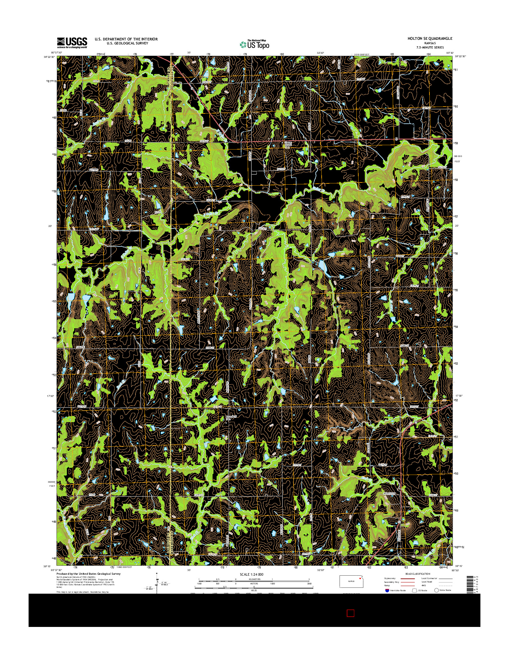 USGS US TOPO 7.5-MINUTE MAP FOR HOLTON SE, KS 2015