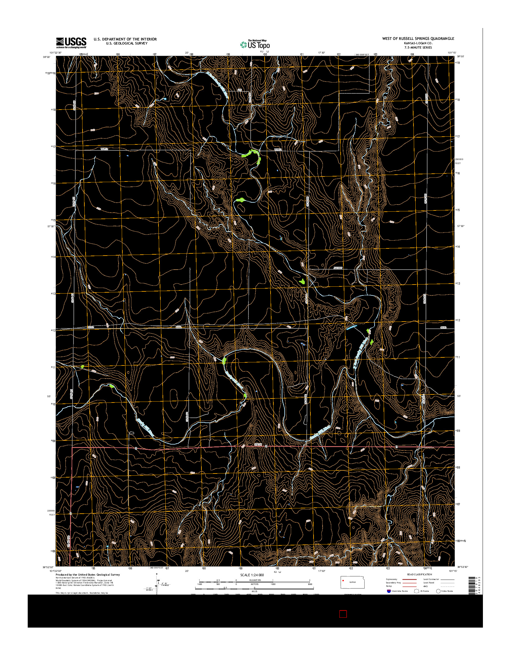 USGS US TOPO 7.5-MINUTE MAP FOR WEST OF RUSSELL SPRINGS, KS 2015