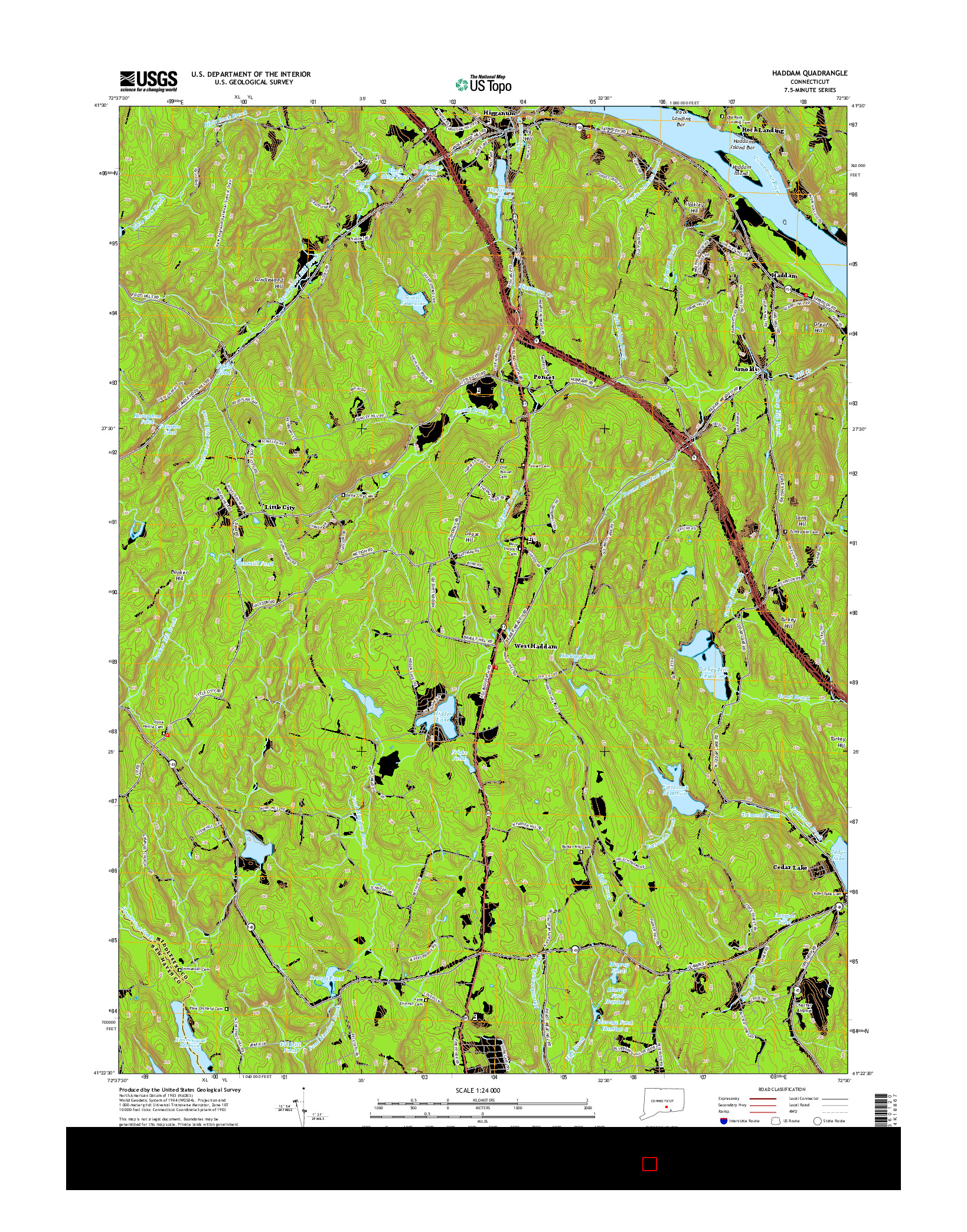 USGS US TOPO 7.5-MINUTE MAP FOR HADDAM, CT 2015