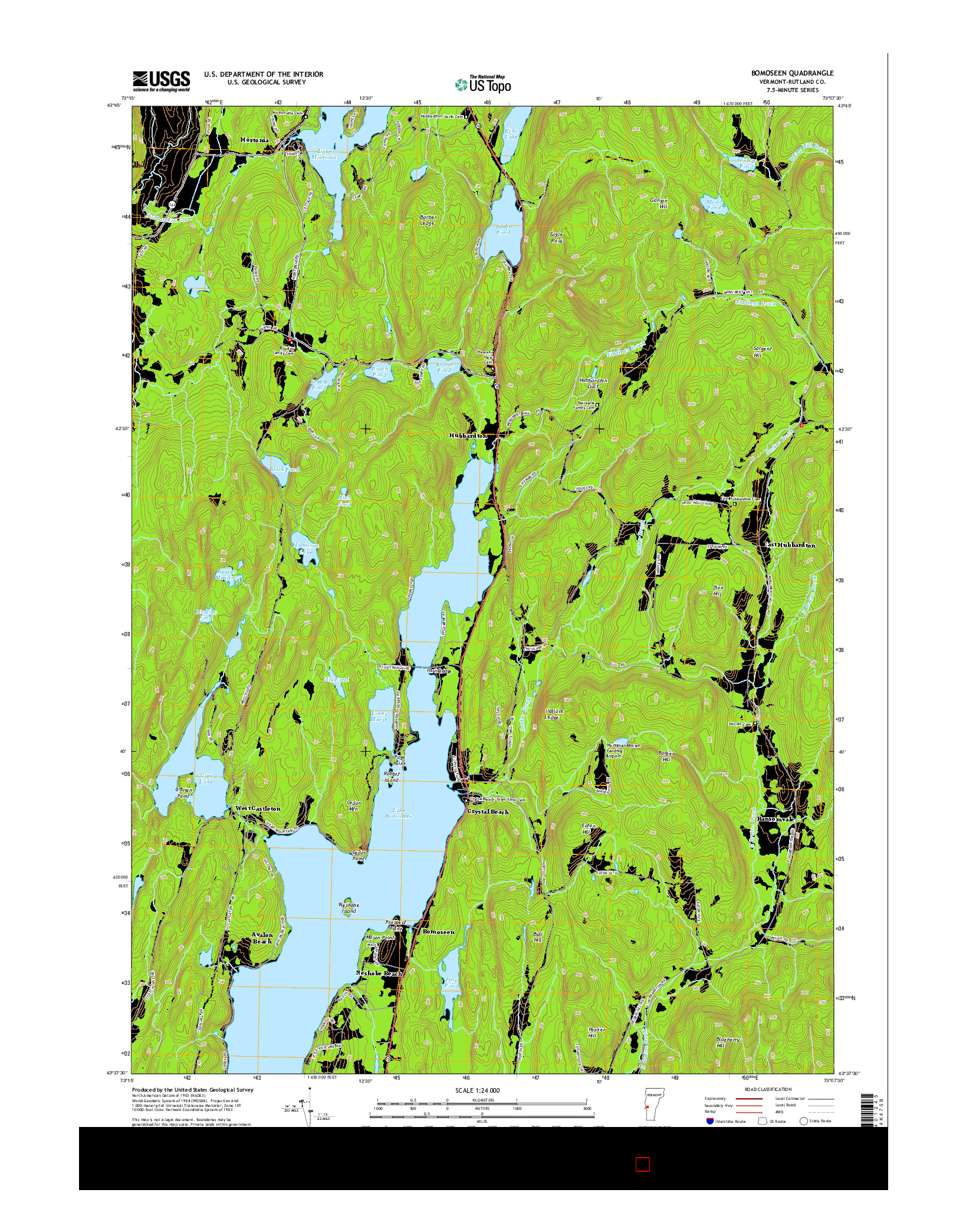 USGS US TOPO 7.5-MINUTE MAP FOR BOMOSEEN, VT 2015
