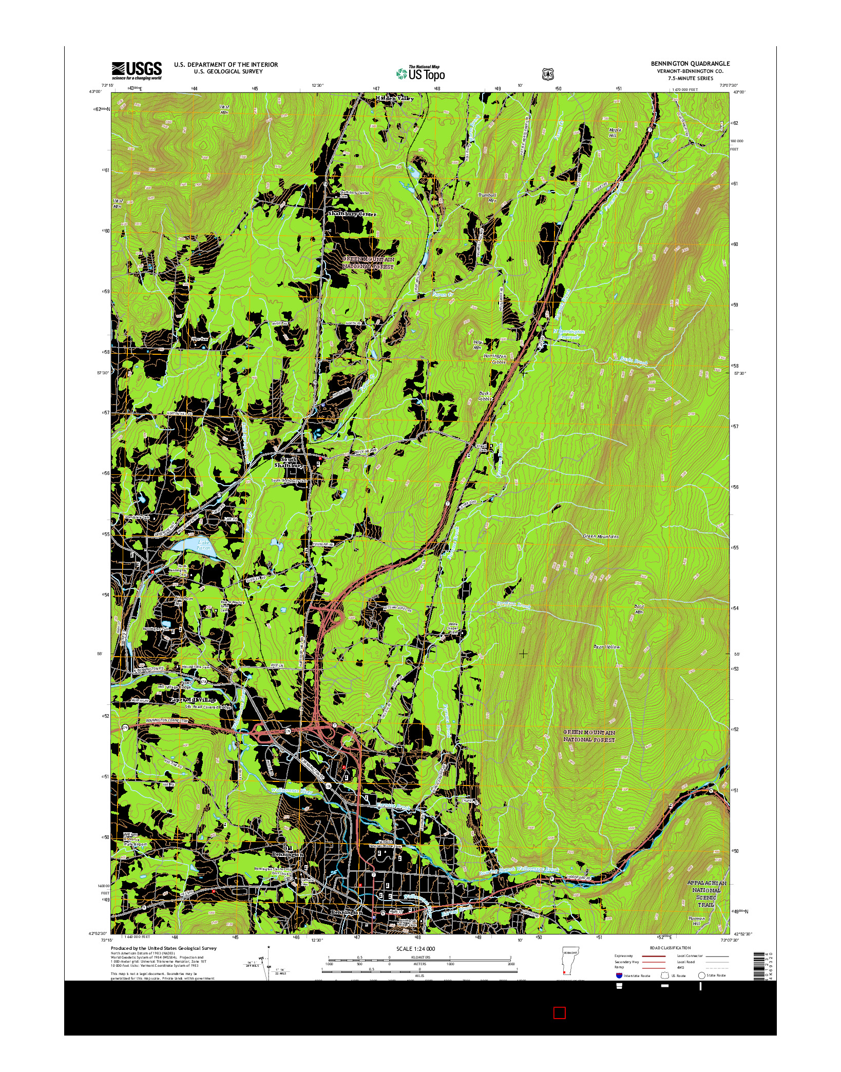 USGS US TOPO 7.5-MINUTE MAP FOR BENNINGTON, VT 2015
