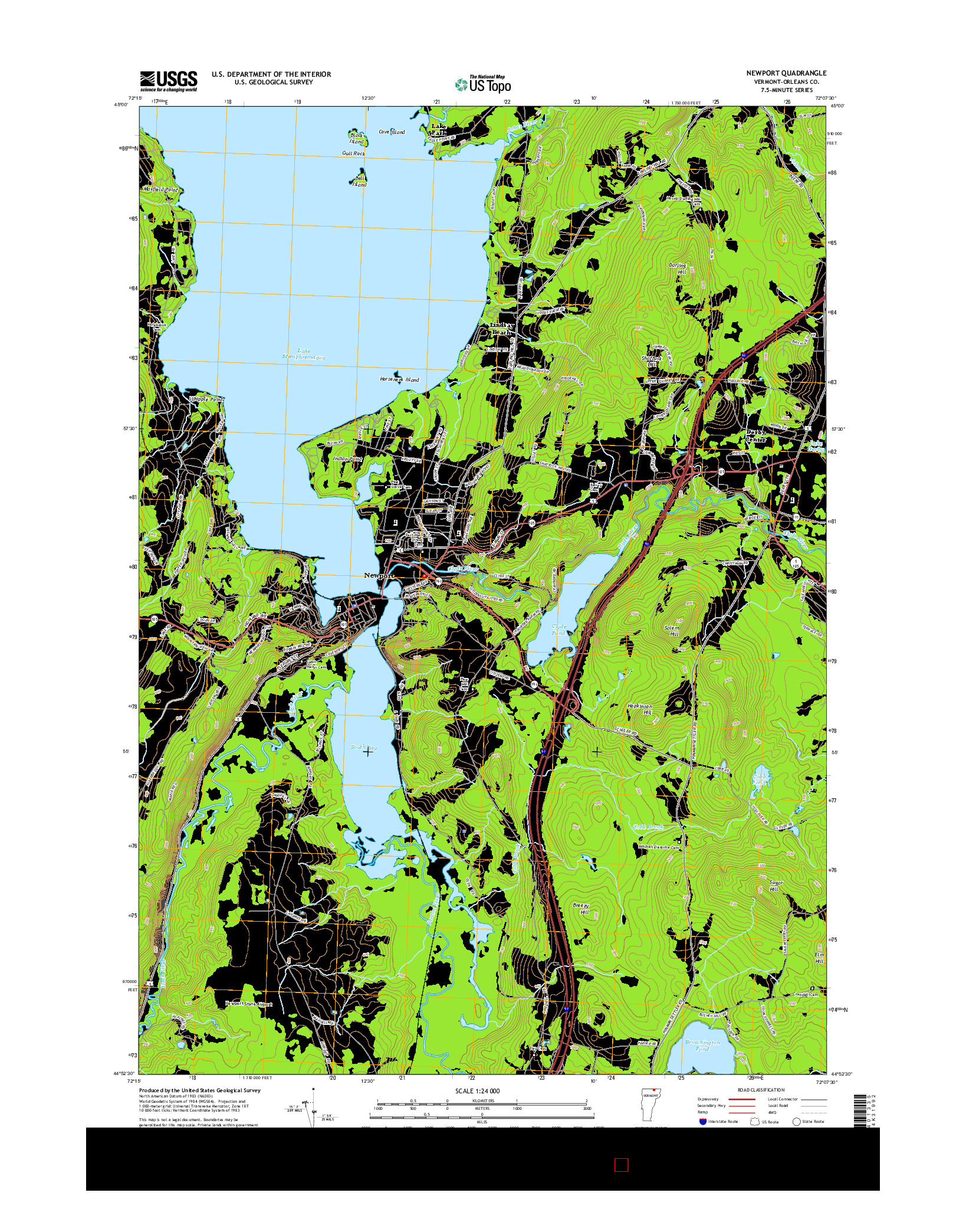 USGS US TOPO 7.5-MINUTE MAP FOR NEWPORT, VT 2015