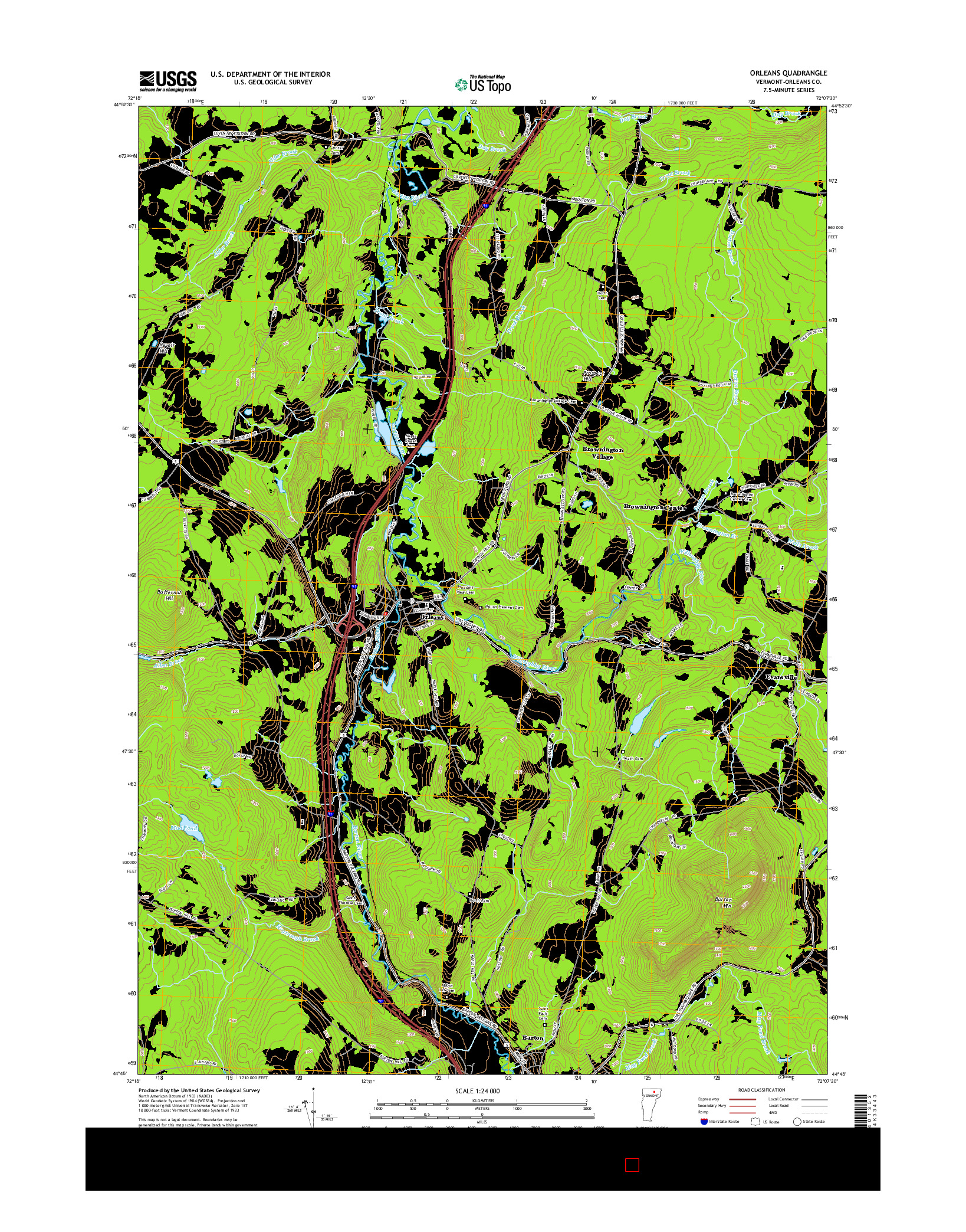 USGS US TOPO 7.5-MINUTE MAP FOR ORLEANS, VT 2015