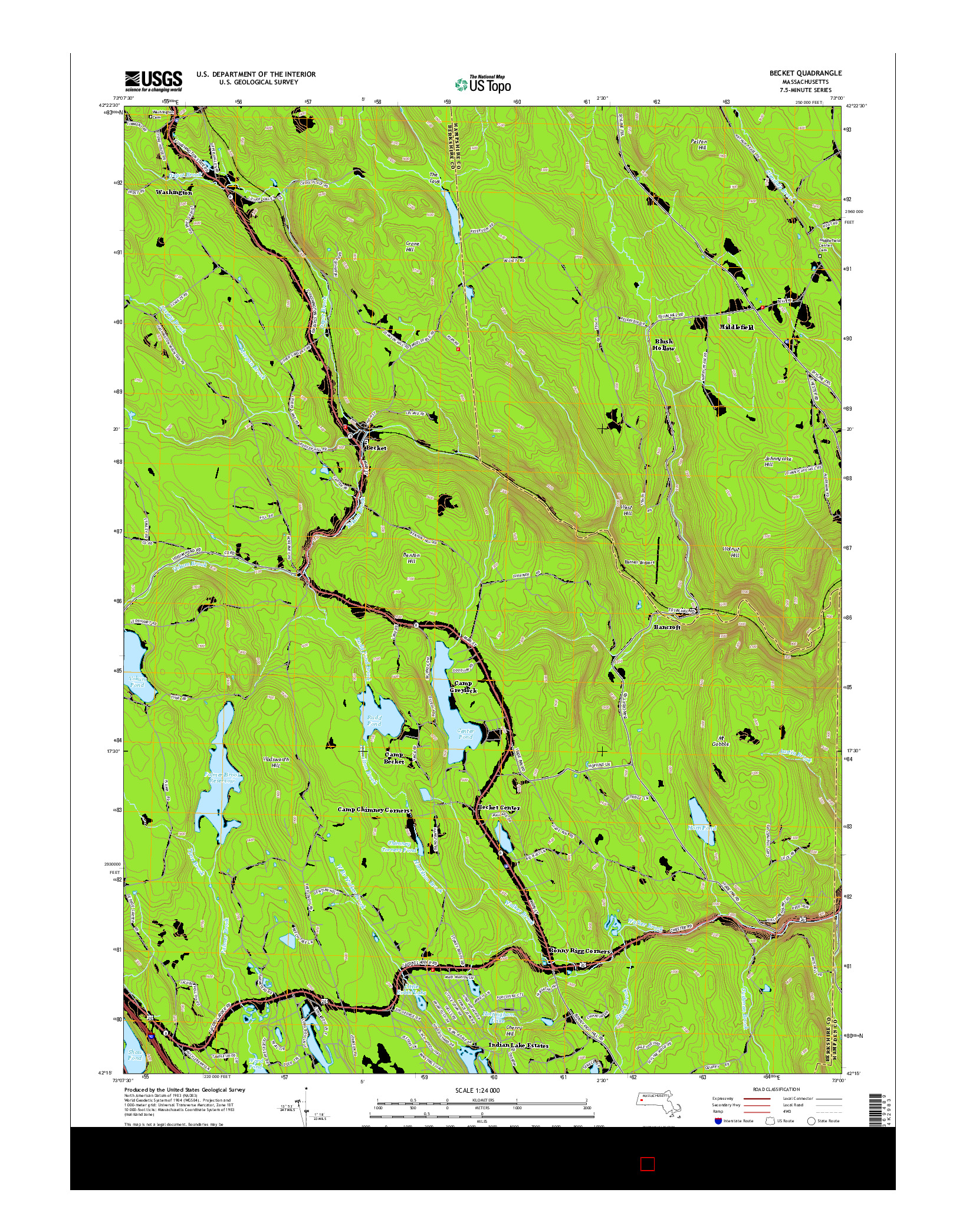 USGS US TOPO 7.5-MINUTE MAP FOR BECKET, MA 2015