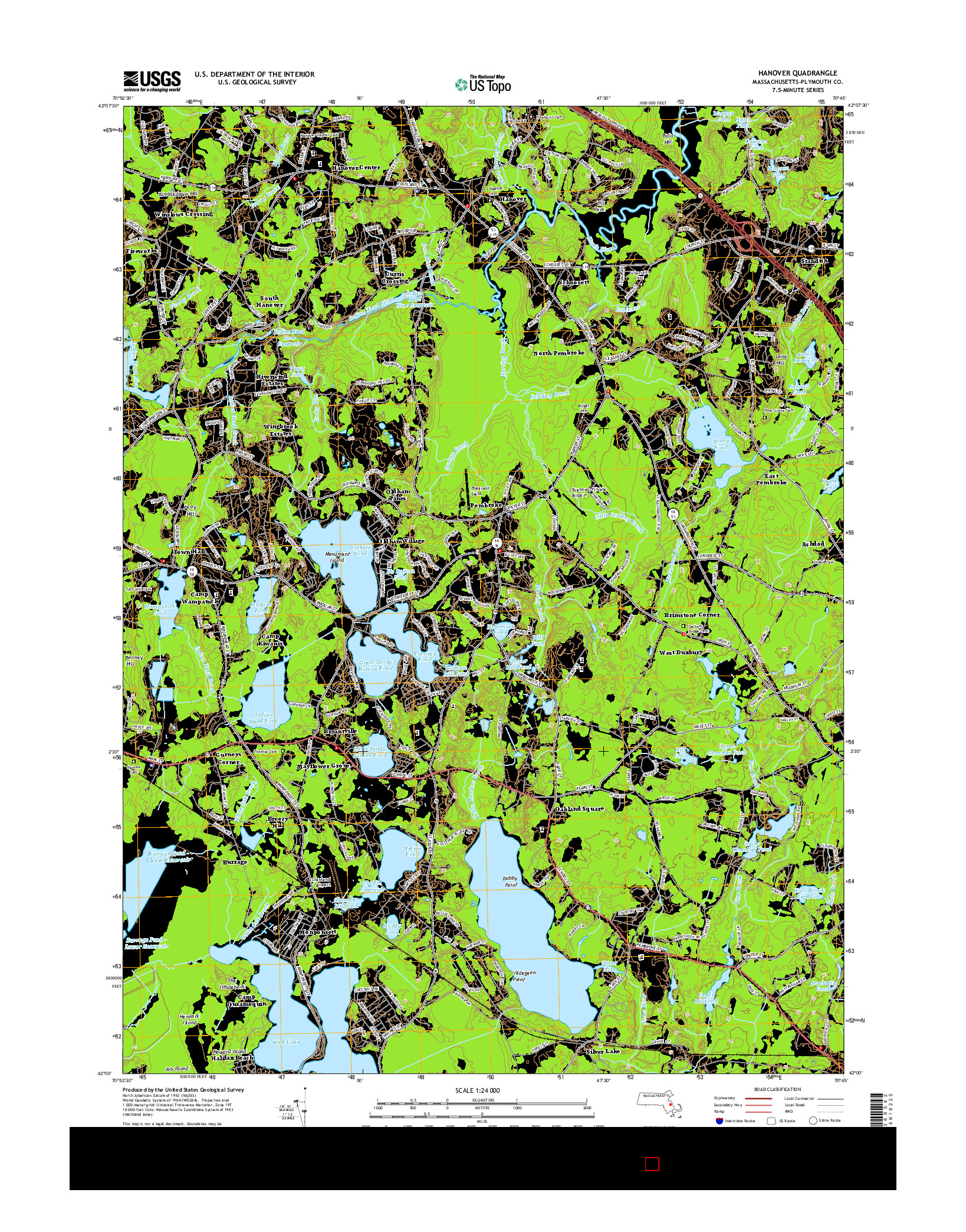 USGS US TOPO 7.5-MINUTE MAP FOR HANOVER, MA 2015