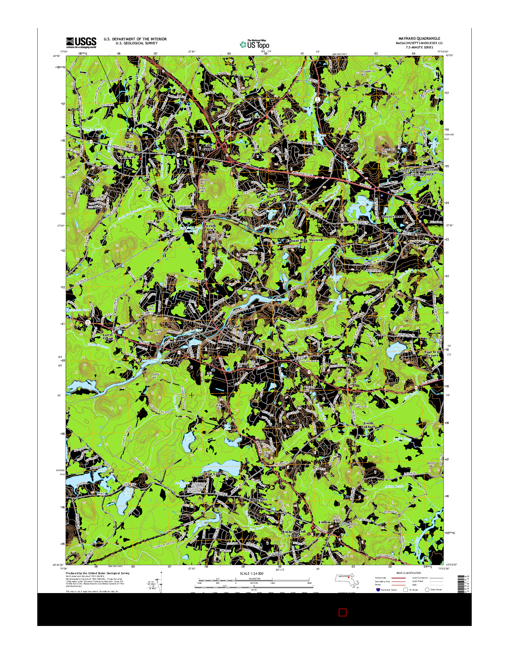 USGS US TOPO 7.5-MINUTE MAP FOR MAYNARD, MA 2015