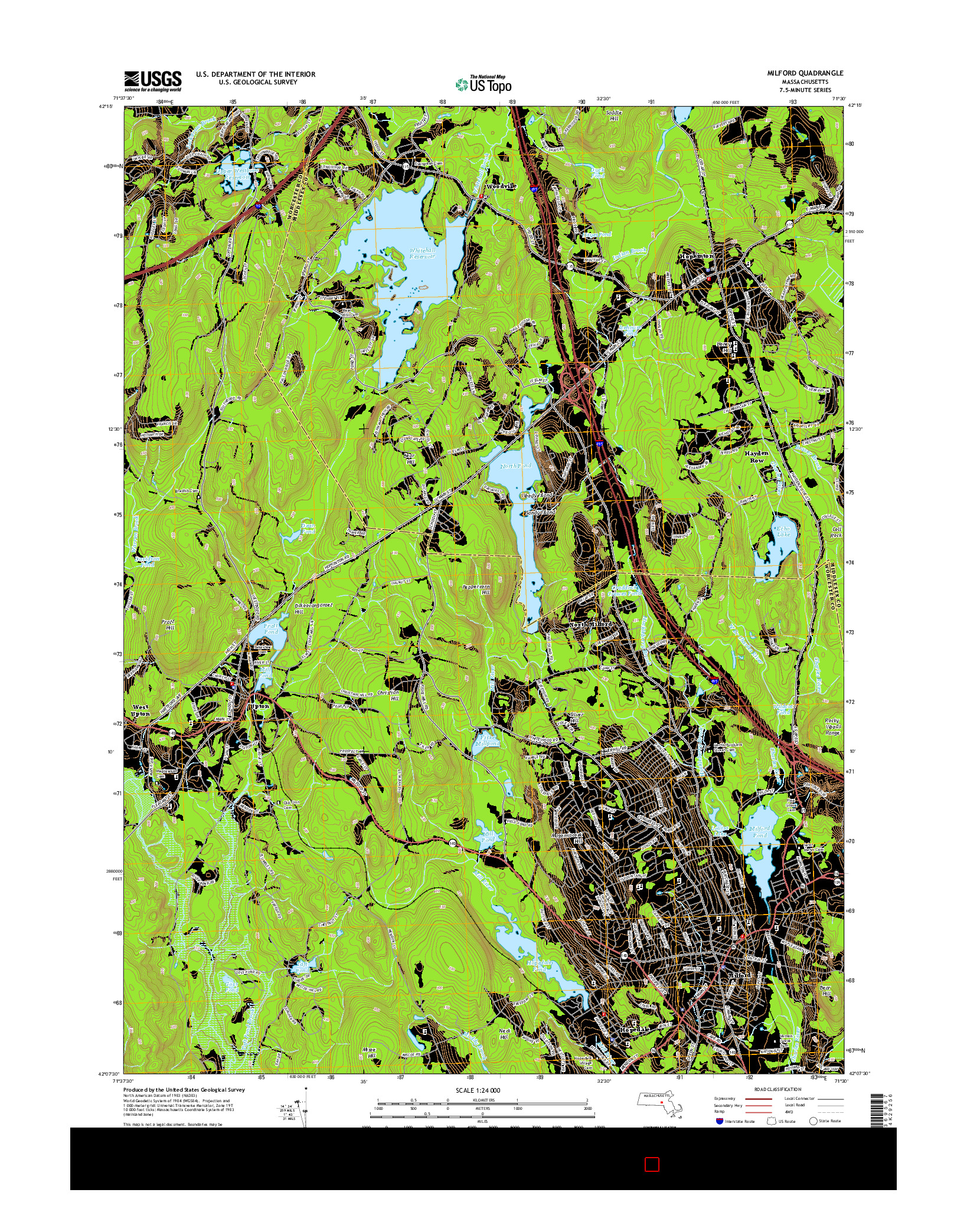 USGS US TOPO 7.5-MINUTE MAP FOR MILFORD, MA 2015