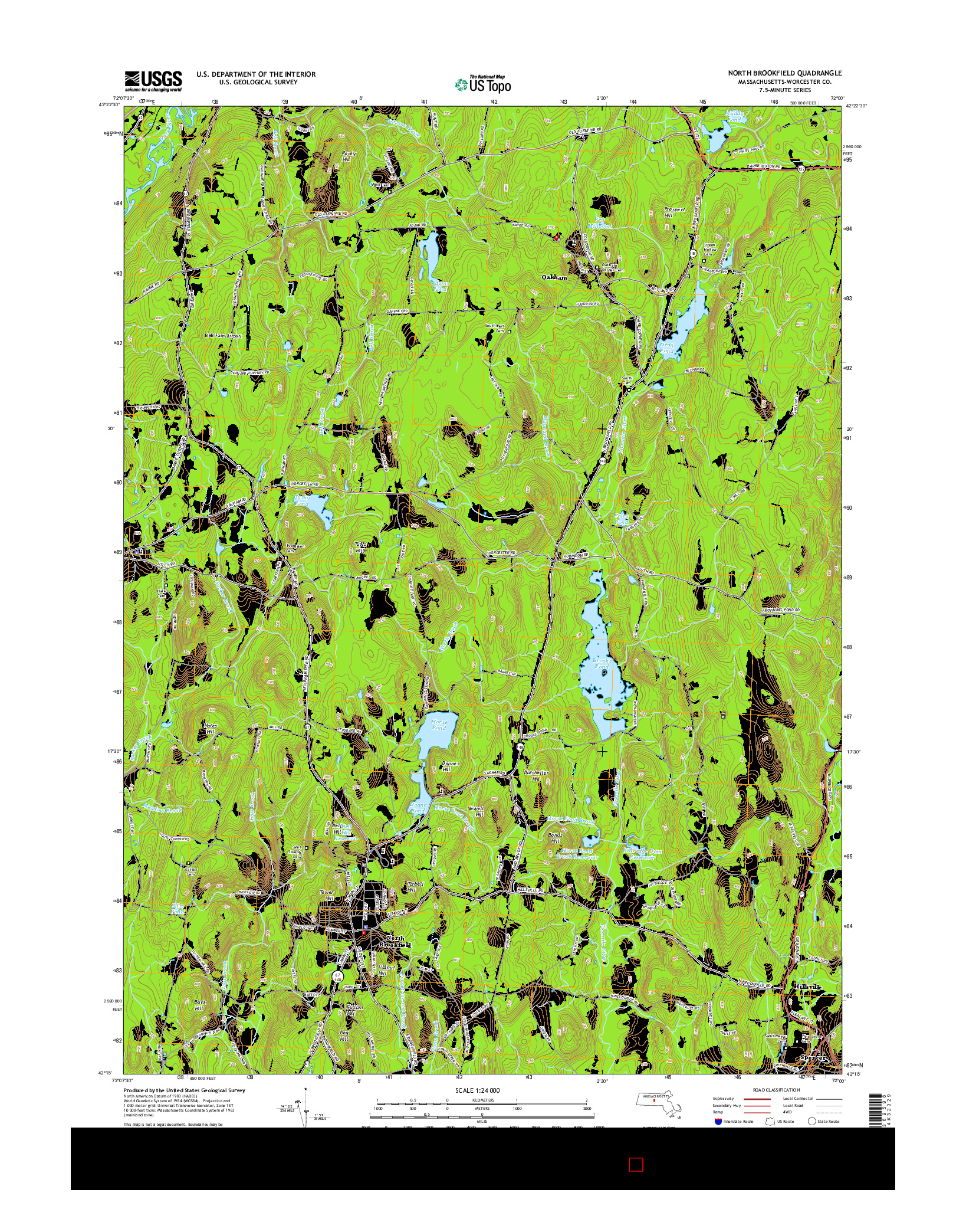 USGS US TOPO 7.5-MINUTE MAP FOR NORTH BROOKFIELD, MA 2015