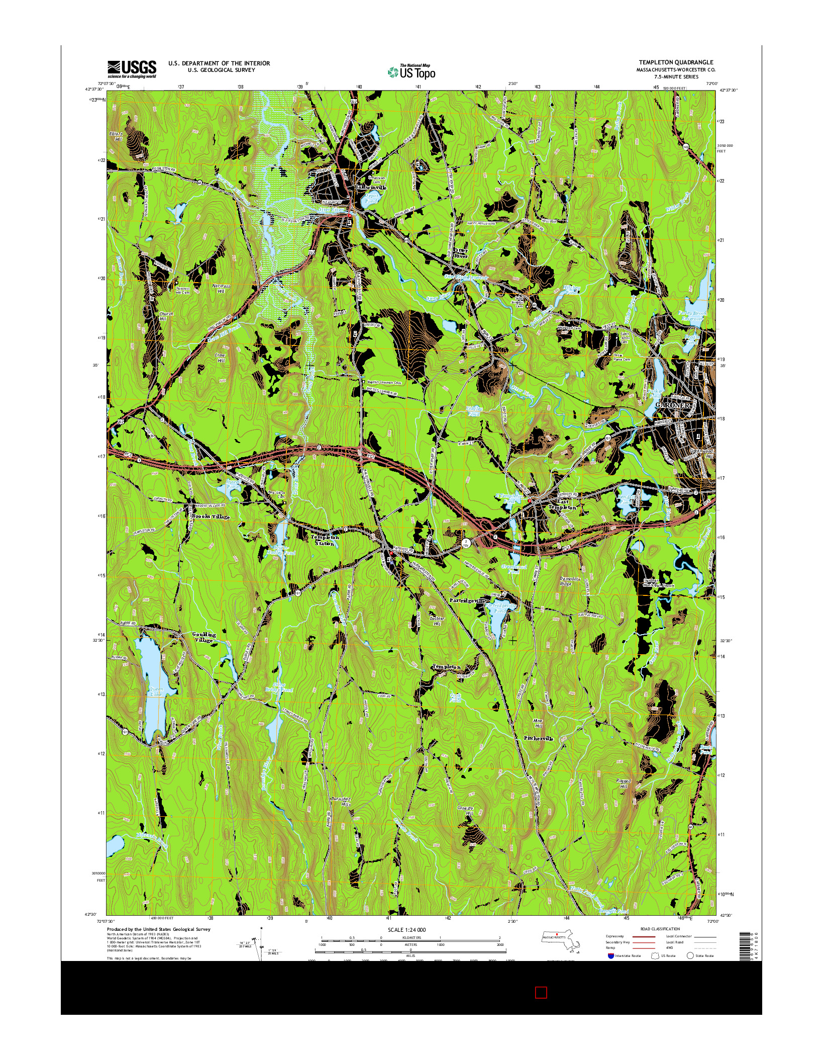 USGS US TOPO 7.5-MINUTE MAP FOR TEMPLETON, MA 2015