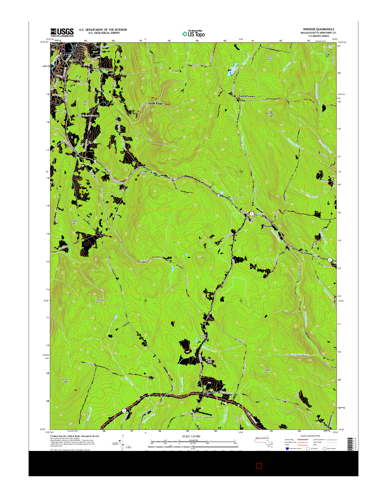 USGS US TOPO 7.5-MINUTE MAP FOR WINDSOR, MA 2015