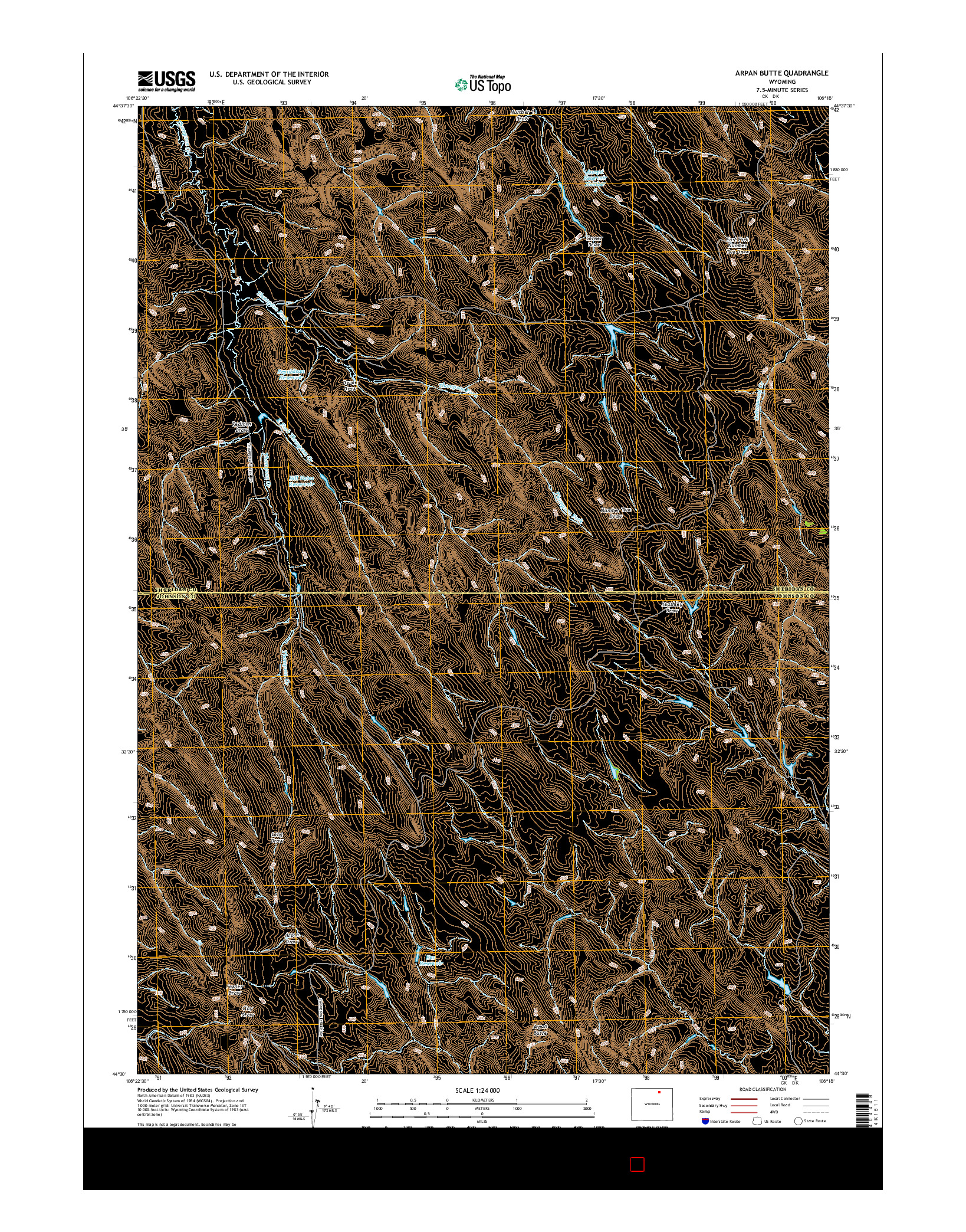 USGS US TOPO 7.5-MINUTE MAP FOR ARPAN BUTTE, WY 2015