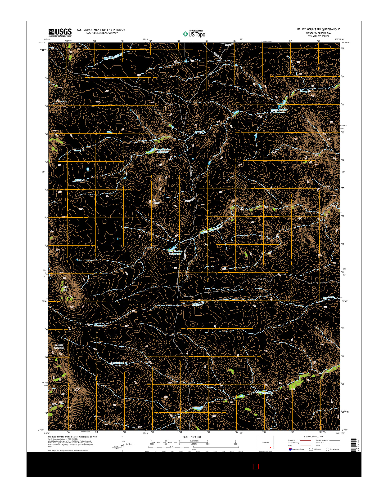 USGS US TOPO 7.5-MINUTE MAP FOR BALDY MOUNTAIN, WY 2015