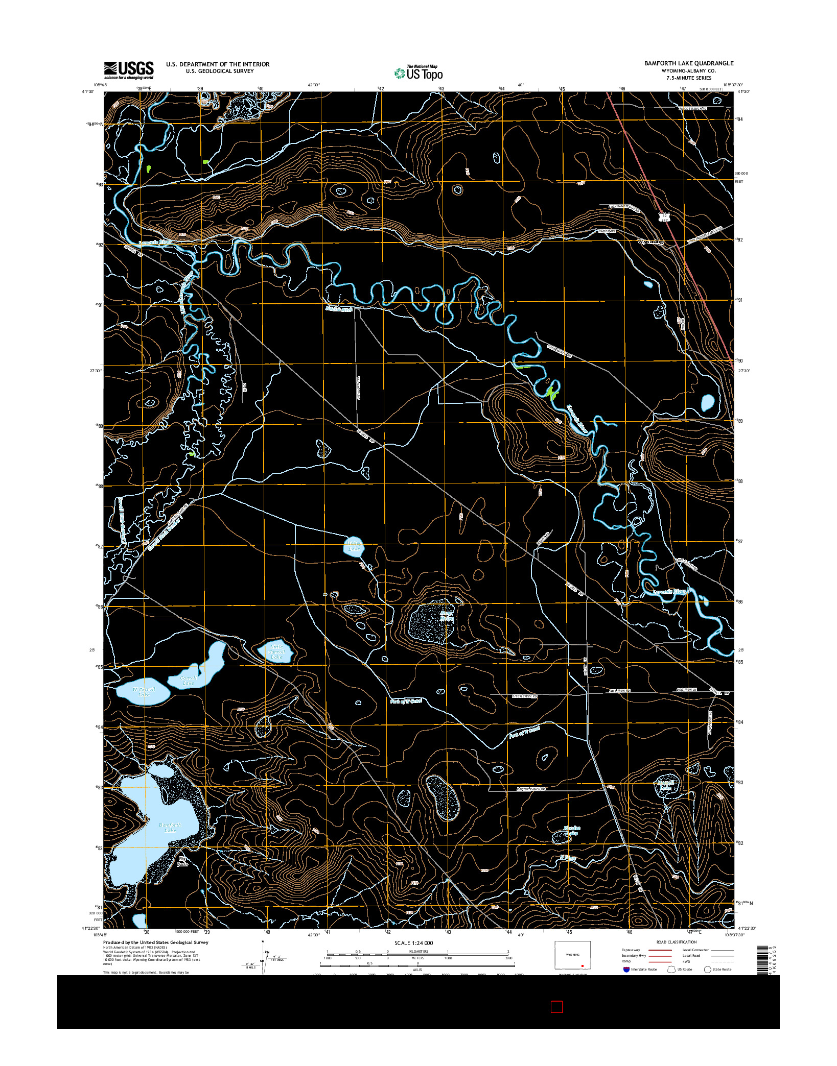 USGS US TOPO 7.5-MINUTE MAP FOR BAMFORTH LAKE, WY 2015