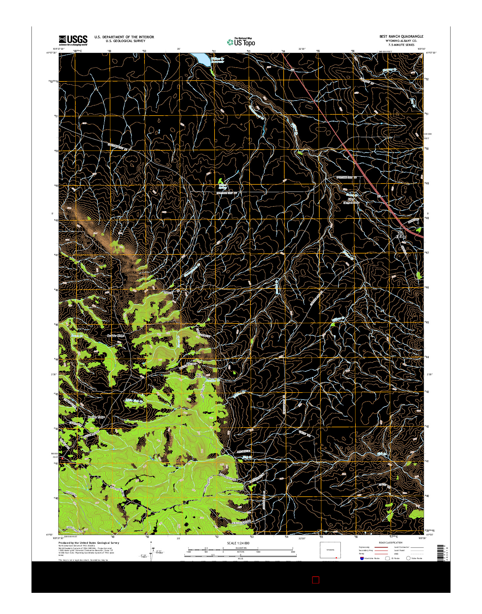 USGS US TOPO 7.5-MINUTE MAP FOR BEST RANCH, WY 2015