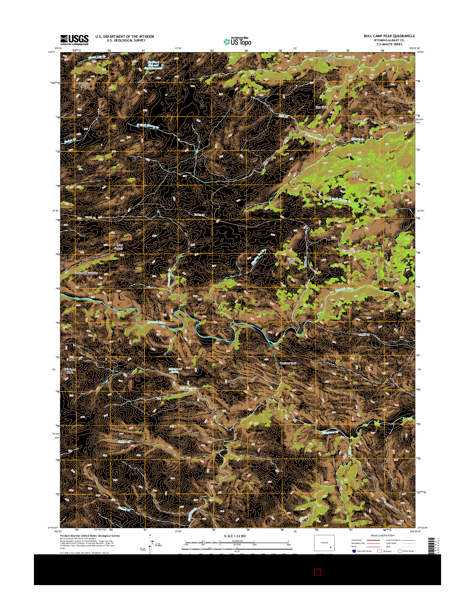 USGS US TOPO 7.5-MINUTE MAP FOR BULL CAMP PEAK, WY 2015